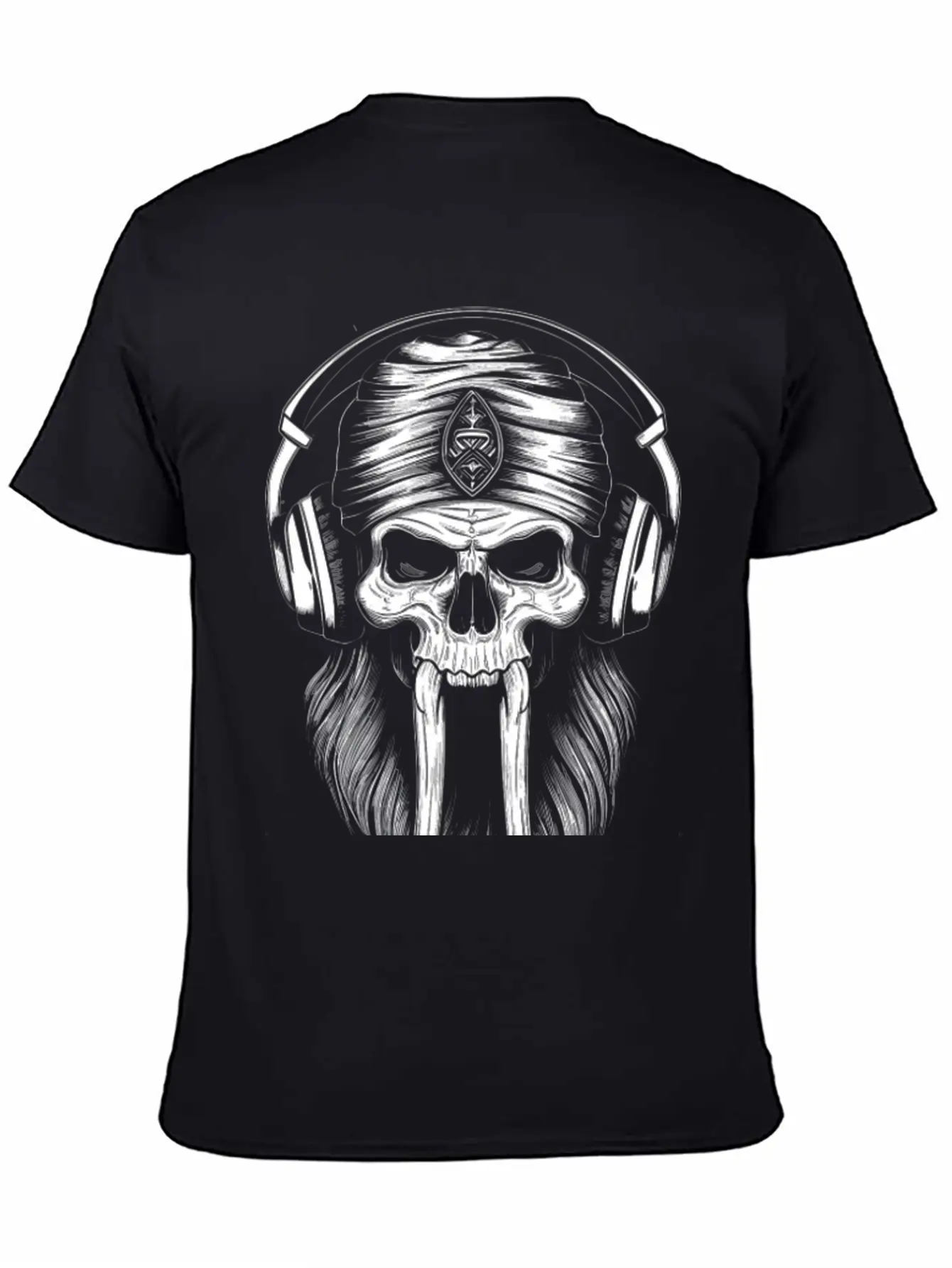 Viking Vintage Skull Beard With Headphone Basic Graphic T-Shirt – Daily Comfort In Soft Cotton