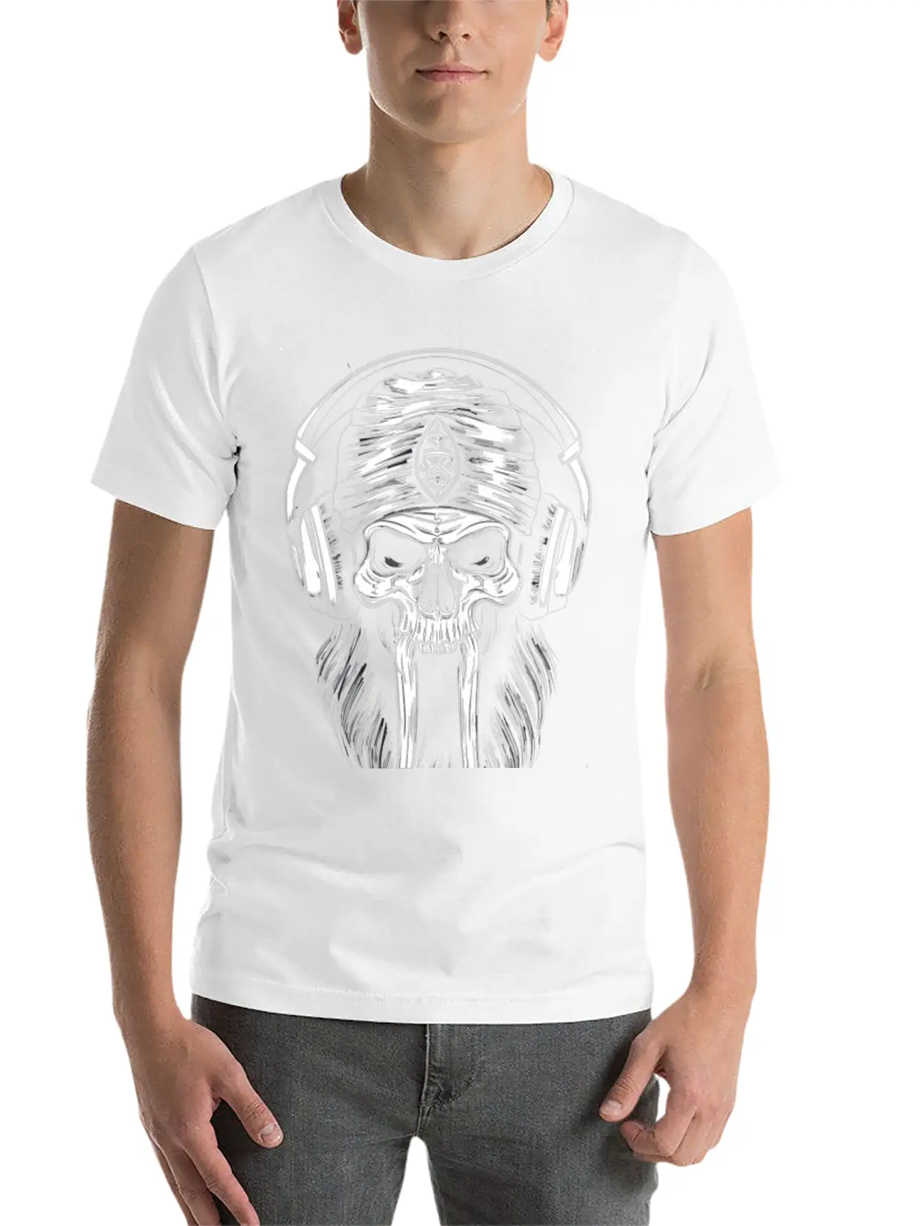 Viking Vintage Skull Beard With Headphone Basic Graphic T-Shirt – Daily Comfort In Soft Cotton