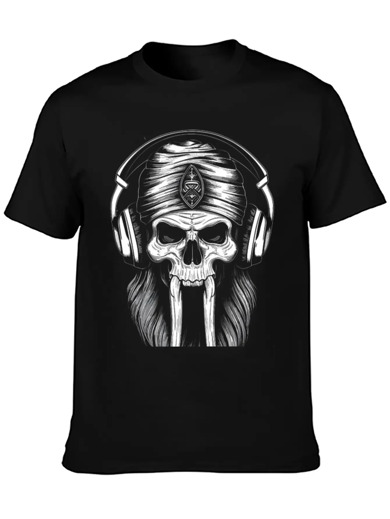 Viking Vintage Skull Beard With Headphone Basic Graphic T-Shirt – Daily Comfort In Soft Cotton