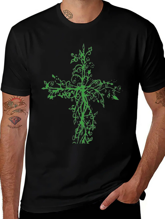 Vine Cross Lightweight Cotton T-Shirt – Daily Comfort Graphic Shirt