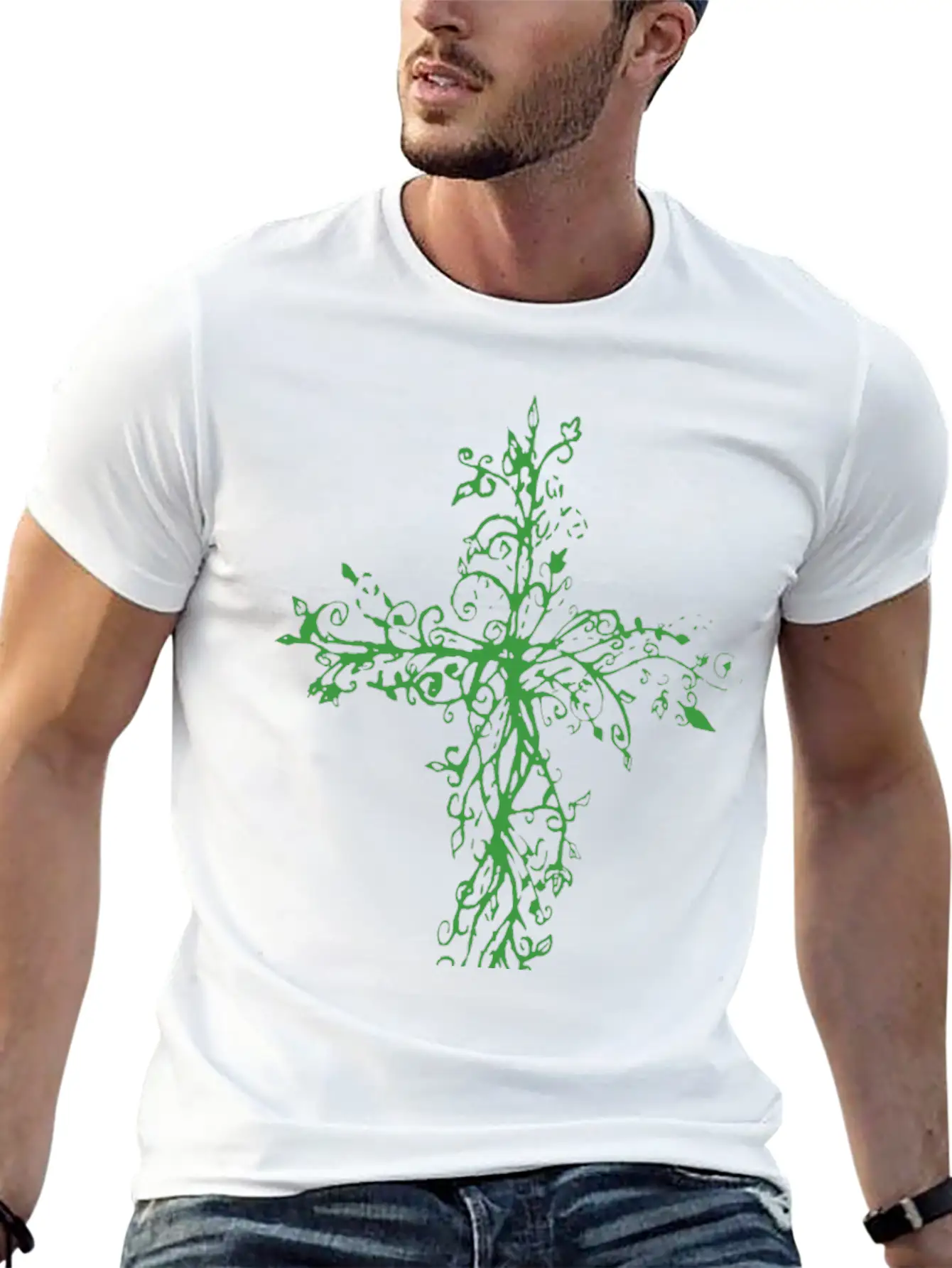 Vine Cross Lightweight Cotton T-Shirt – Daily Comfort Graphic Shirt