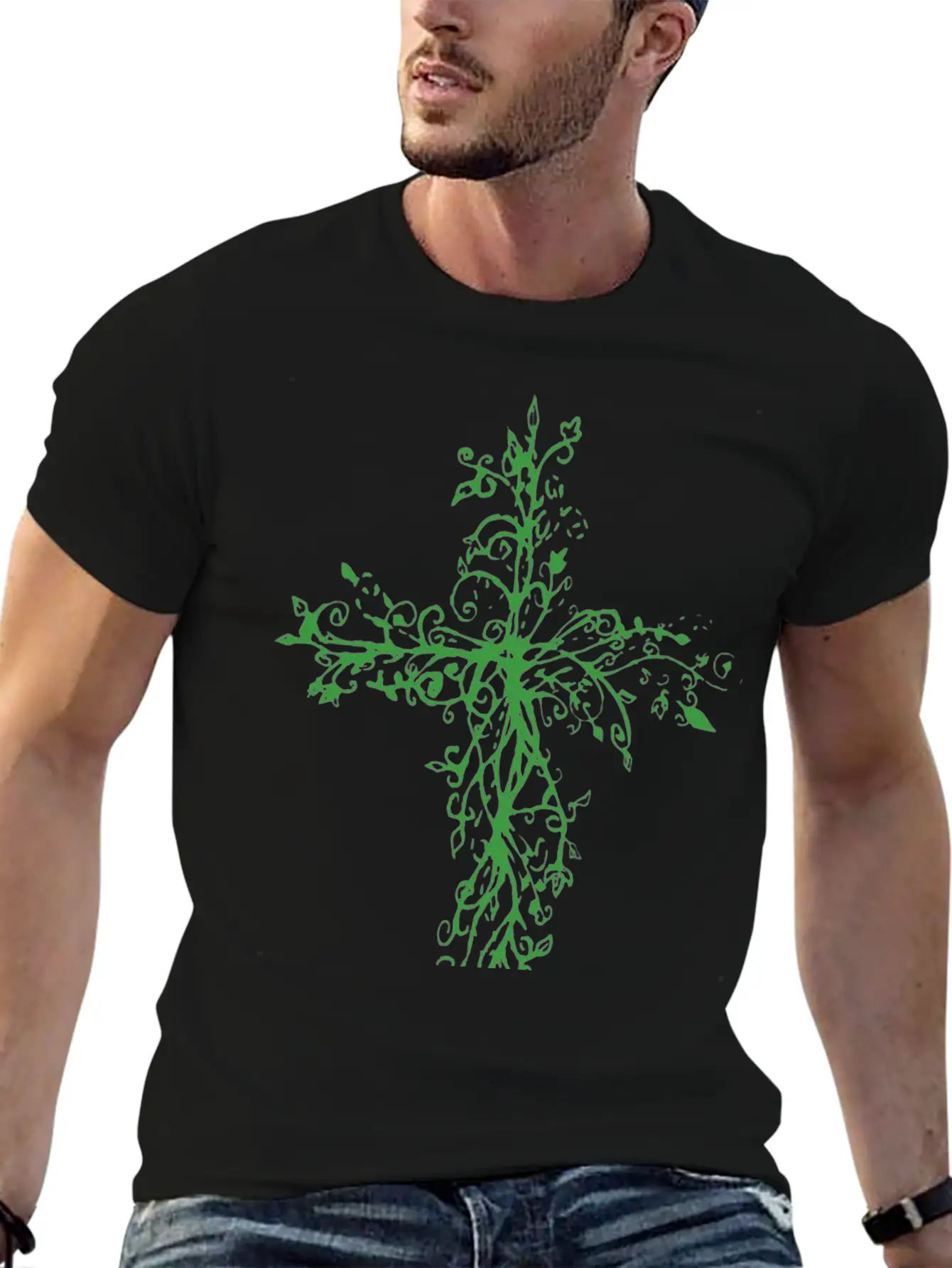 Vine Cross Lightweight Cotton T-Shirt – Daily Comfort Graphic Shirt