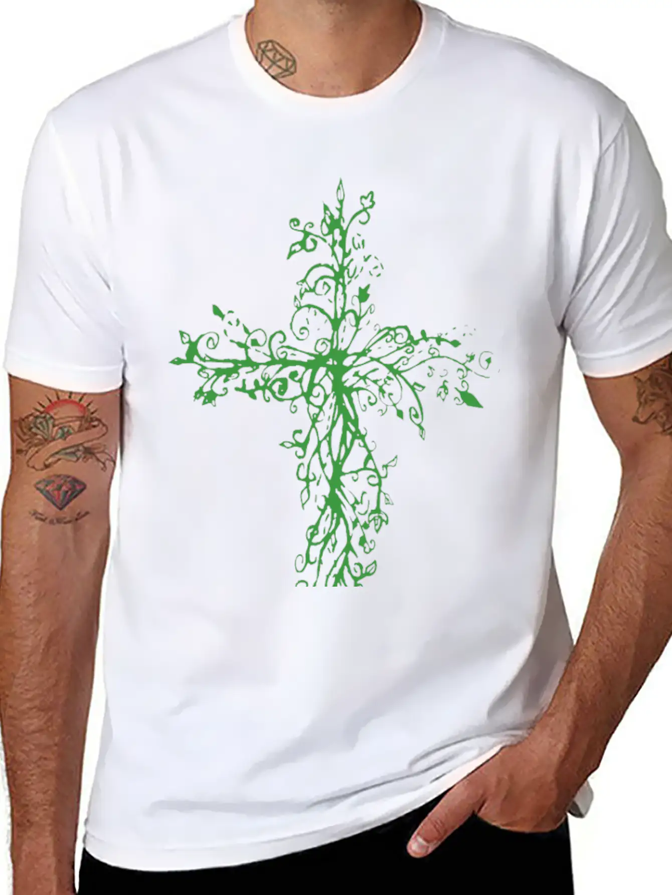 Vine Cross Lightweight Cotton T-Shirt – Daily Comfort Graphic Shirt