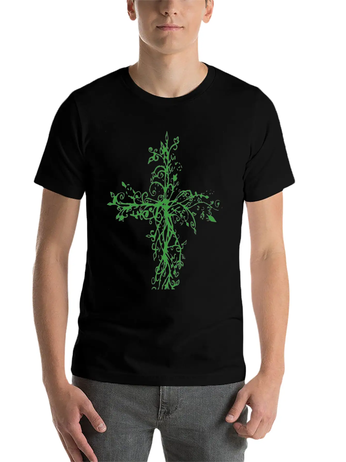 Vine Cross Lightweight Cotton T-Shirt – Daily Comfort Graphic Shirt