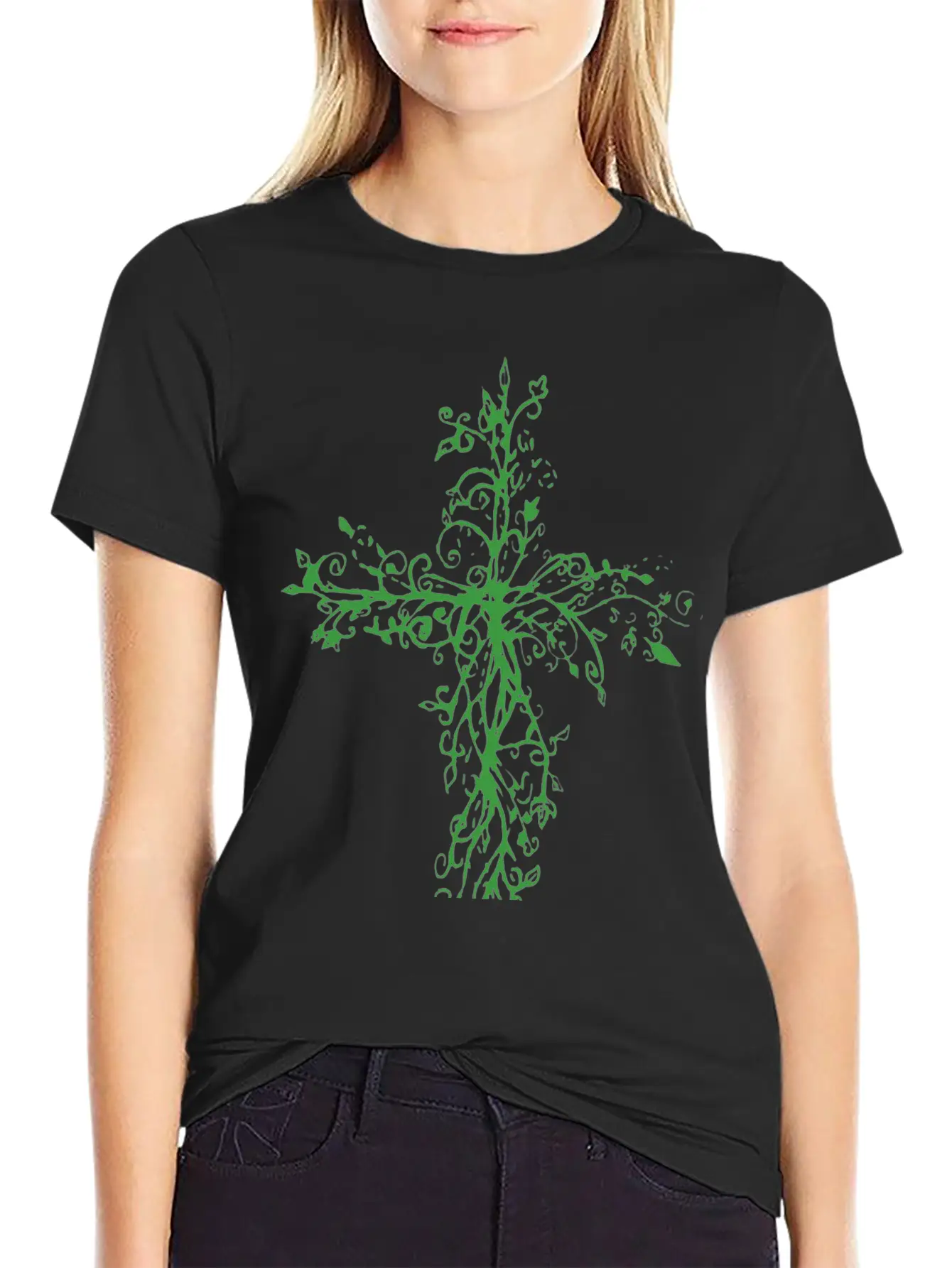 Vine Cross Lightweight Cotton T-Shirt – Daily Comfort Graphic Shirt