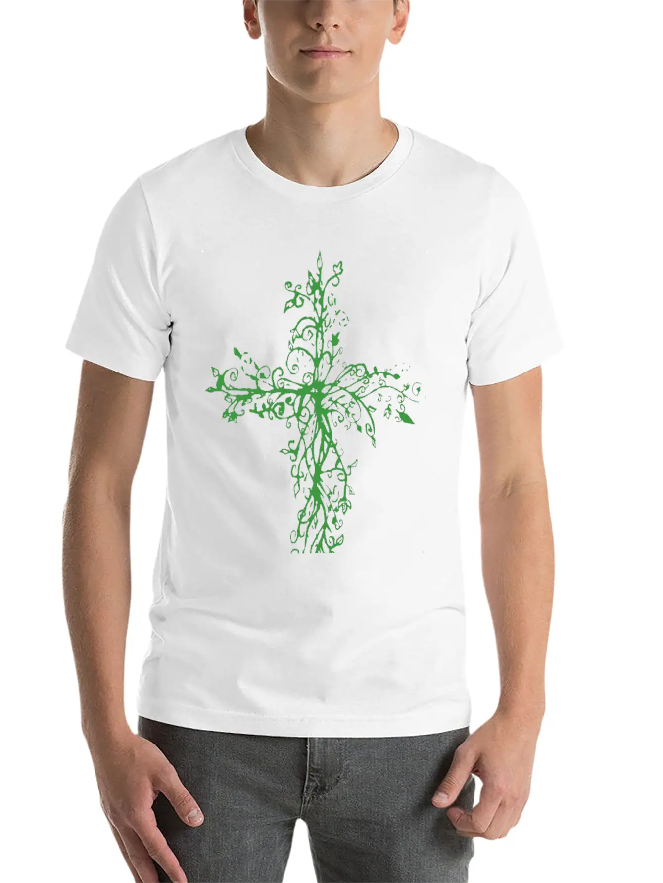 Vine Cross Lightweight Cotton T-Shirt – Daily Comfort Graphic Shirt