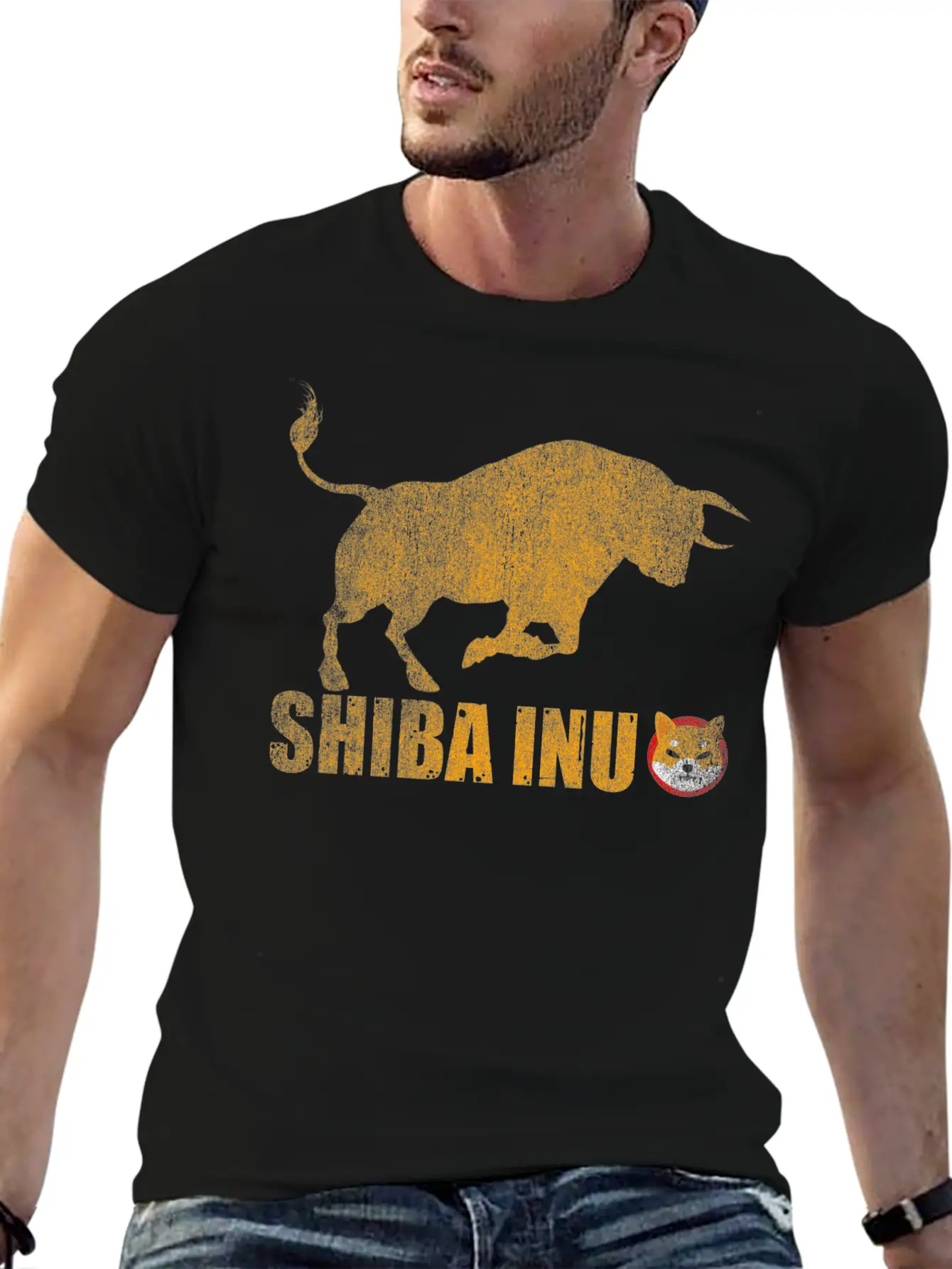 Vintage Bull Market Shiba Inu Coin Crypto Token Stylish Everyday T-Shirt – Unisex Basic Cotton Tee