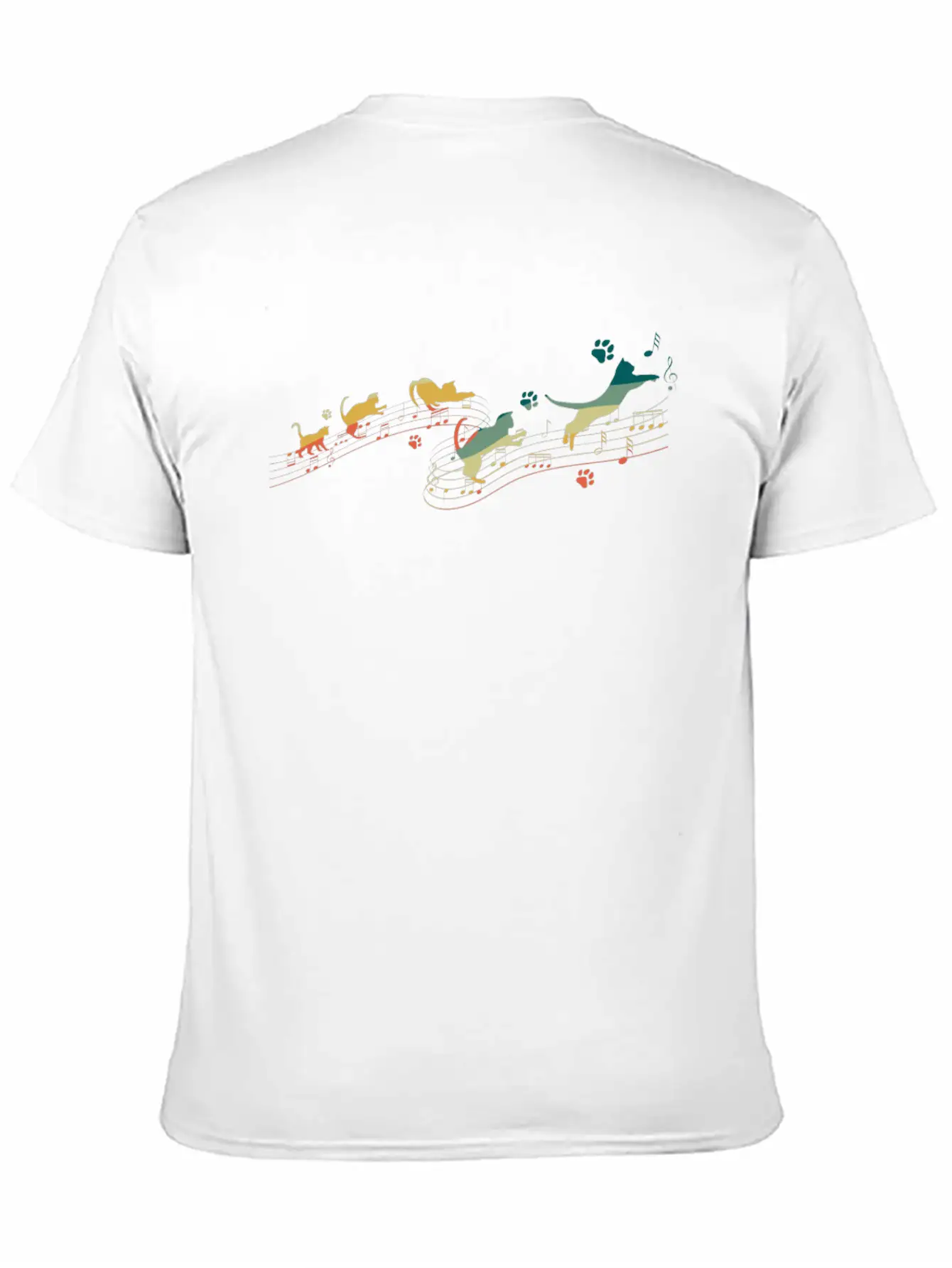 Vintage Cat Playing On Musical Notes Musician Lightweight Cotton T-Shirt – Daily Comfort Graphic Shirt