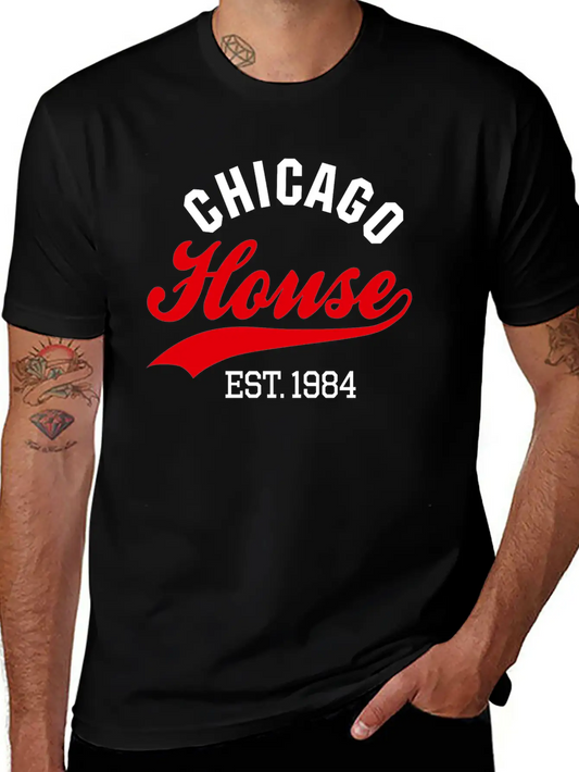 Vintage Chicago House Est. 1984 House Music Party Modern Fit Casual T-Shirt – Clean And Versatile Design