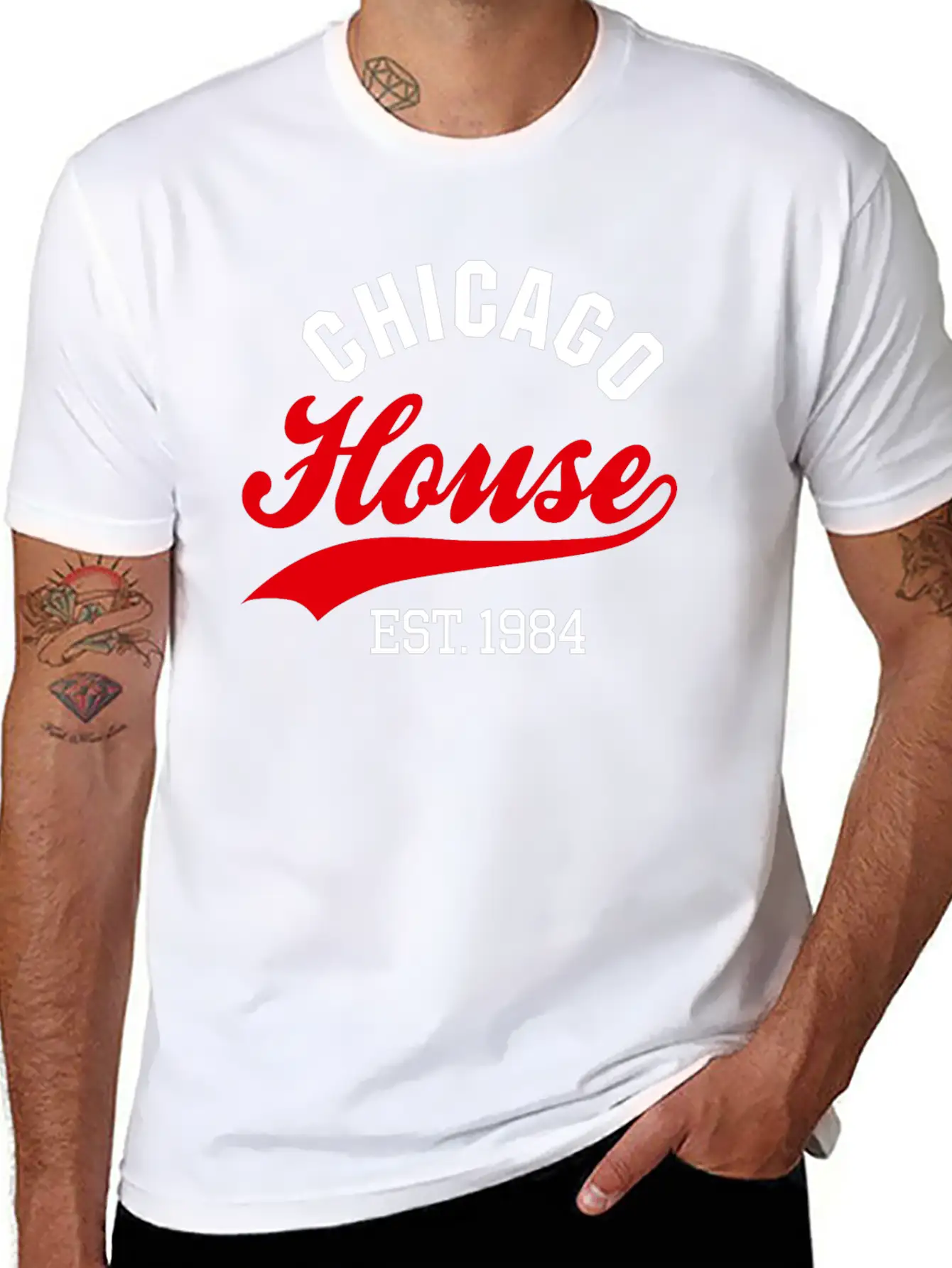Vintage Chicago House Est. 1984 House Music Party Modern Fit Casual T-Shirt – Clean And Versatile Design