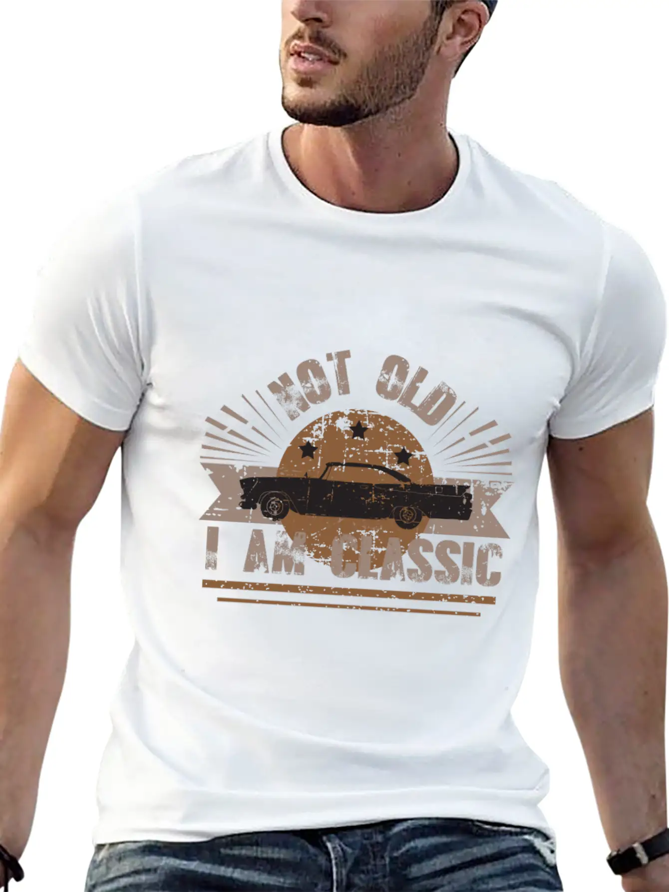 Vintage Classic Cars , Not Old - I Am Classic Modern Fit Casual T-Shirt – Clean And Versatile Design
