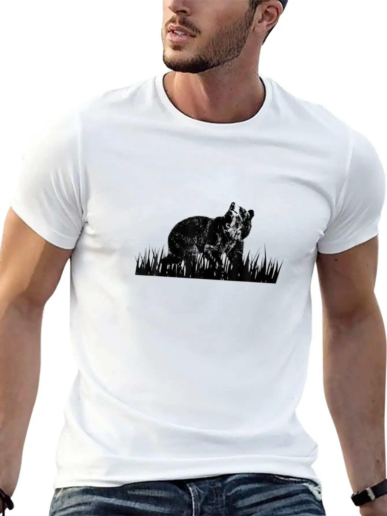 Vintage Graphic Hunter Hunt Black Brown Bear Grizz Modern Fit Casual T-Shirt – Clean And Versatile Design