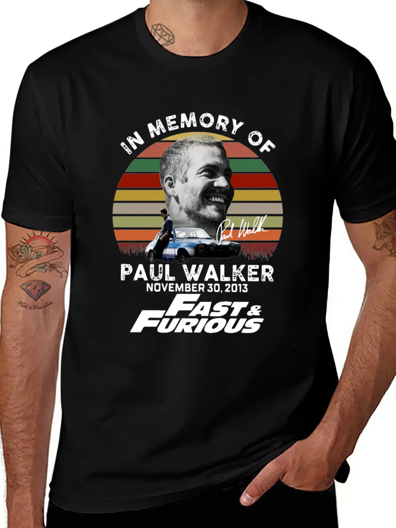 Vintage In Memory Of Paul Walker November 30 Stylish Everyday T-Shirt – Unisex Basic Cotton Tee