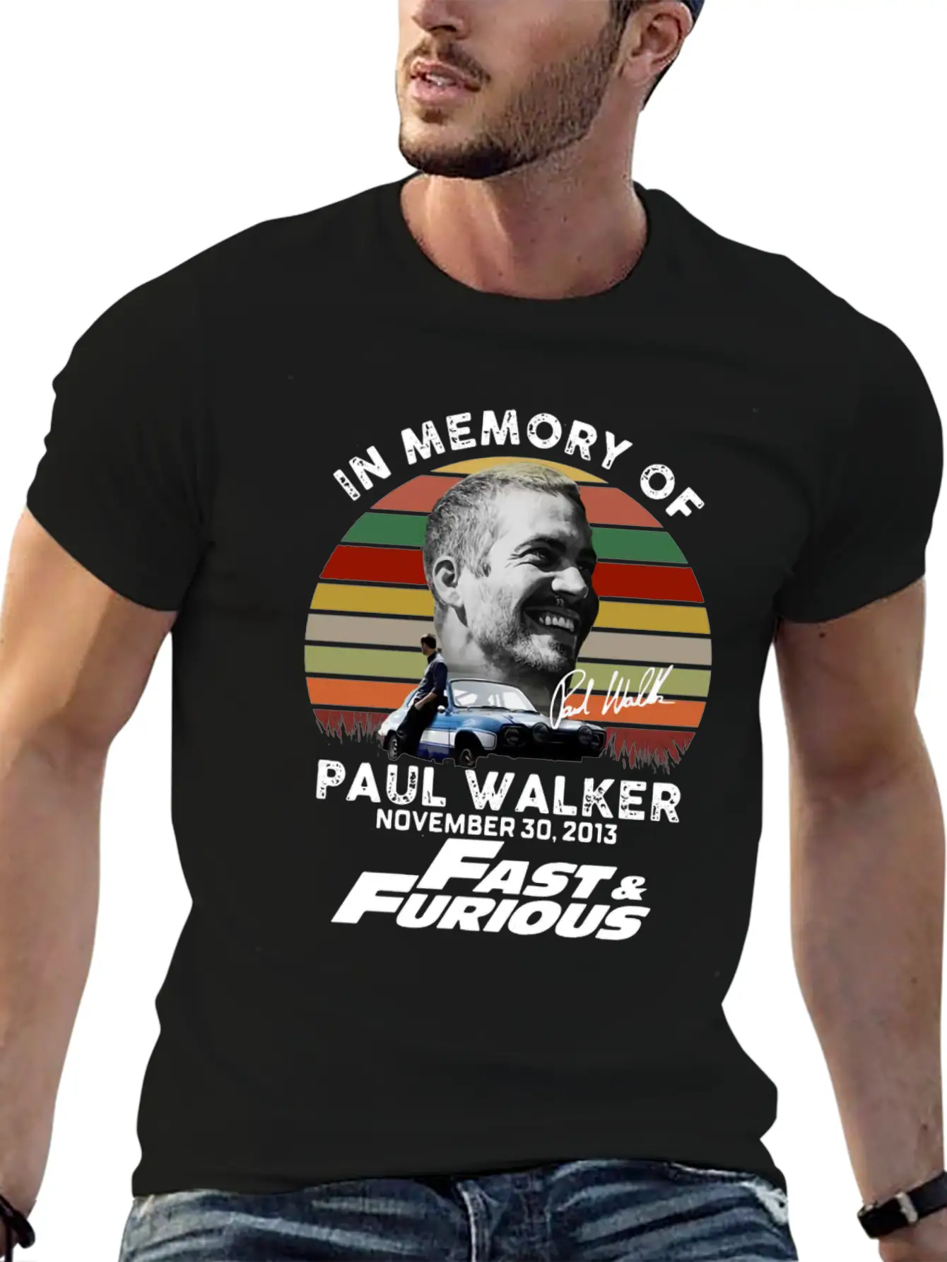 Vintage In Memory Of Paul Walker November 30 Stylish Everyday T-Shirt – Unisex Basic Cotton Tee