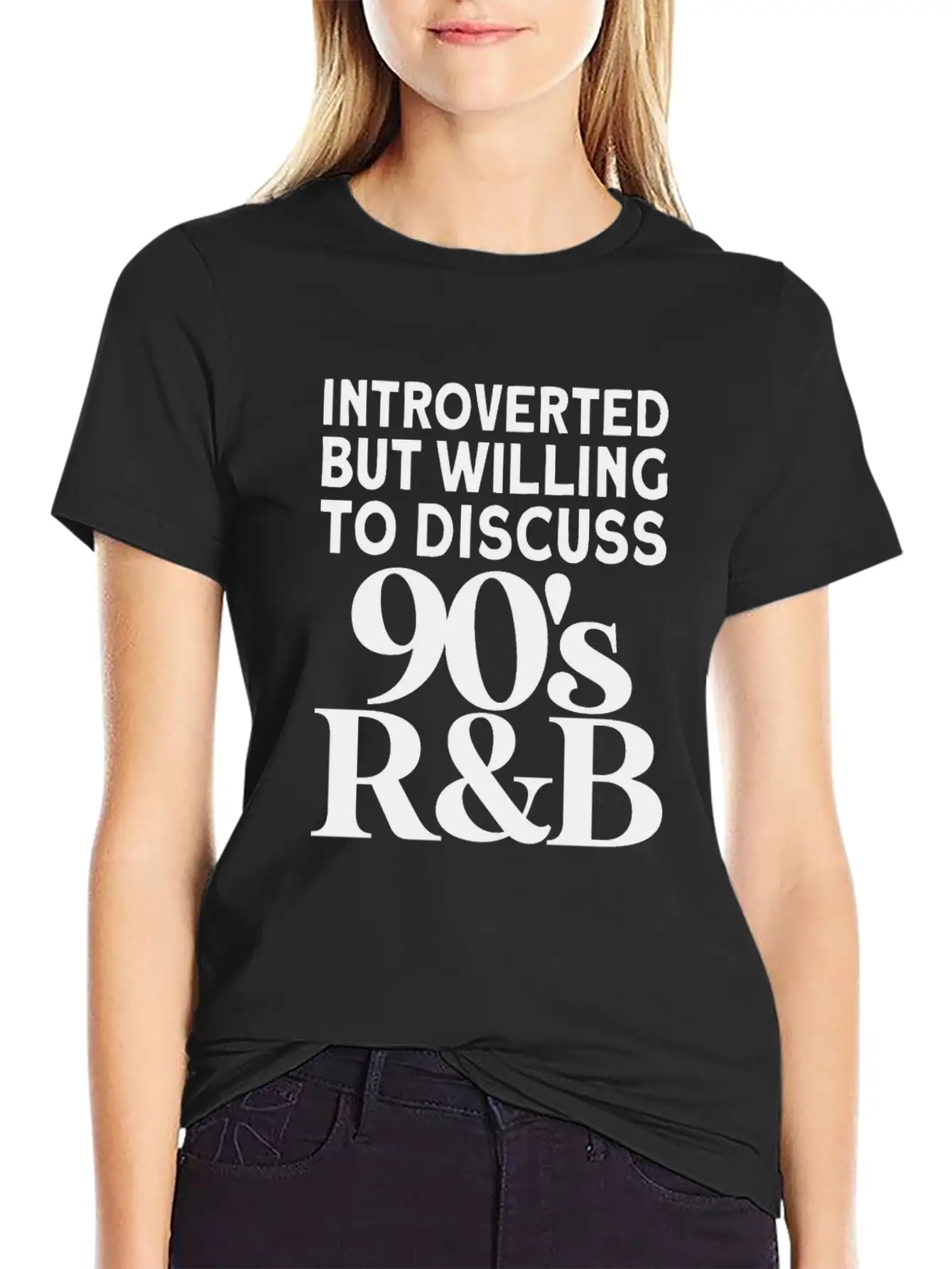 Vintage Introverted But Willing To Discuss 90s Rnb Modern Fit Casual T-Shirt – Clean And Versatile Design