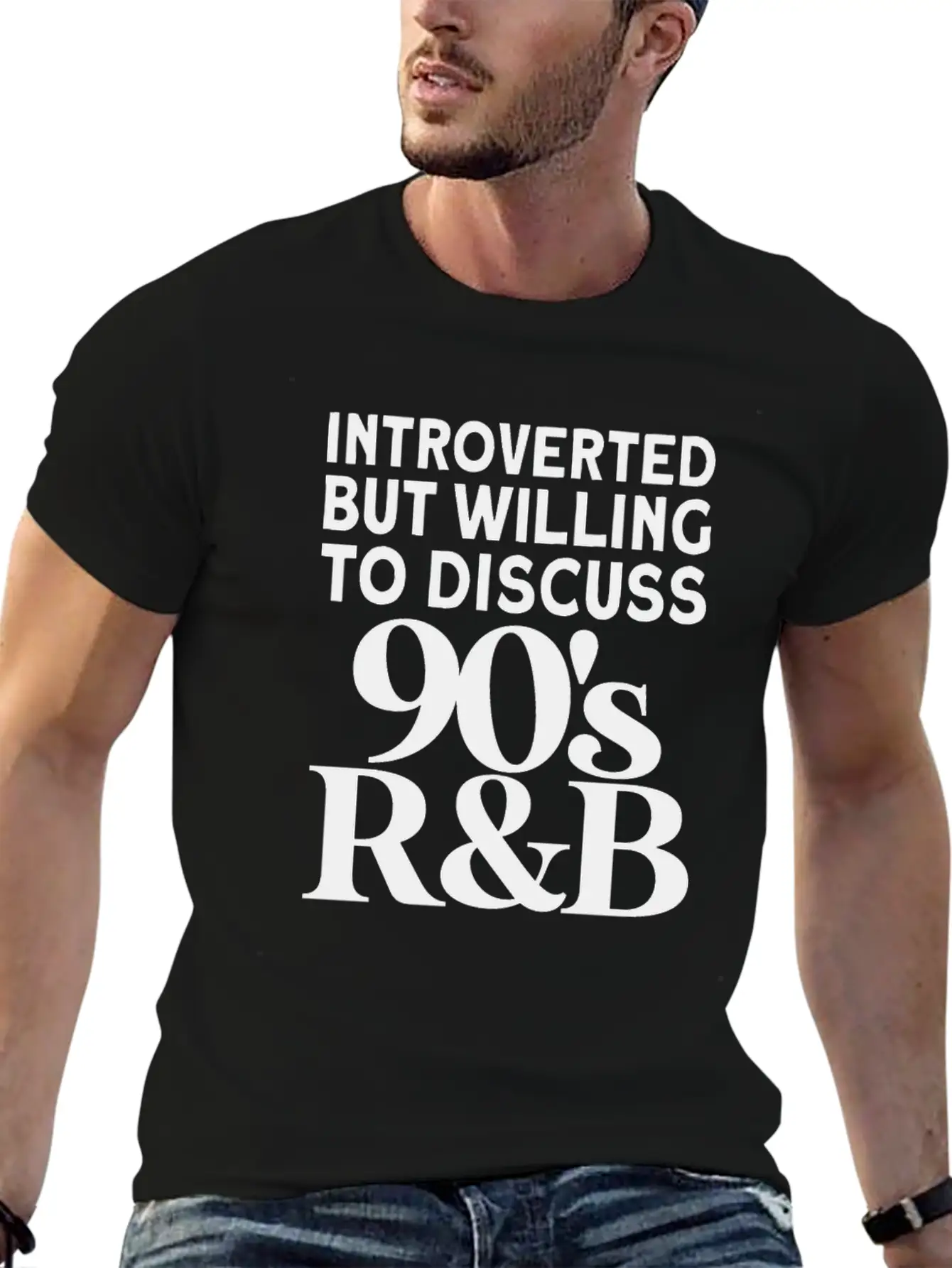 Vintage Introverted But Willing To Discuss 90s Rnb Modern Fit Casual T-Shirt – Clean And Versatile Design