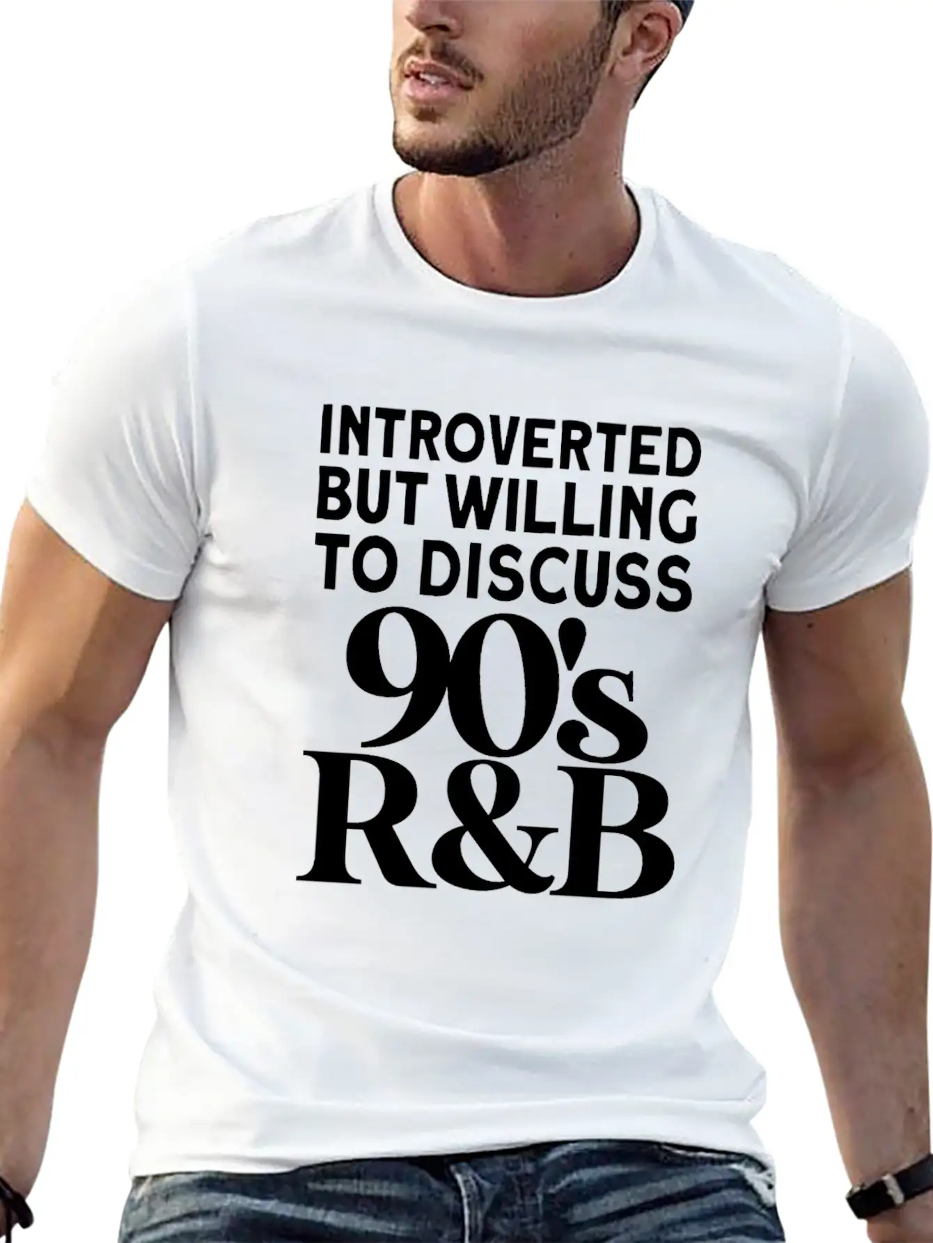 Vintage Introverted But Willing To Discuss 90s Rnb Modern Fit Casual T-Shirt – Clean And Versatile Design
