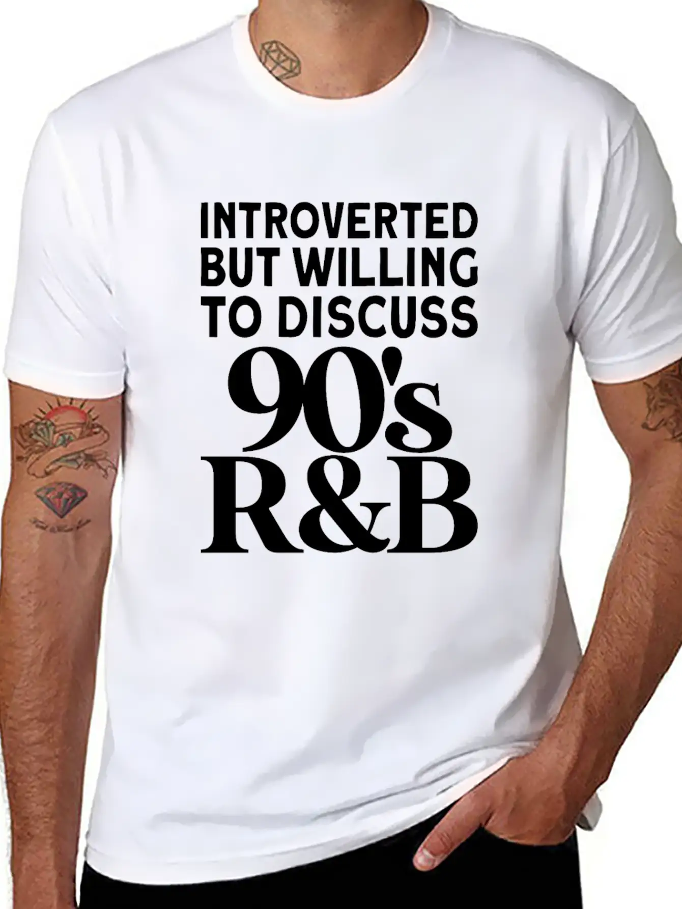 Vintage Introverted But Willing To Discuss 90s Rnb Modern Fit Casual T-Shirt – Clean And Versatile Design
