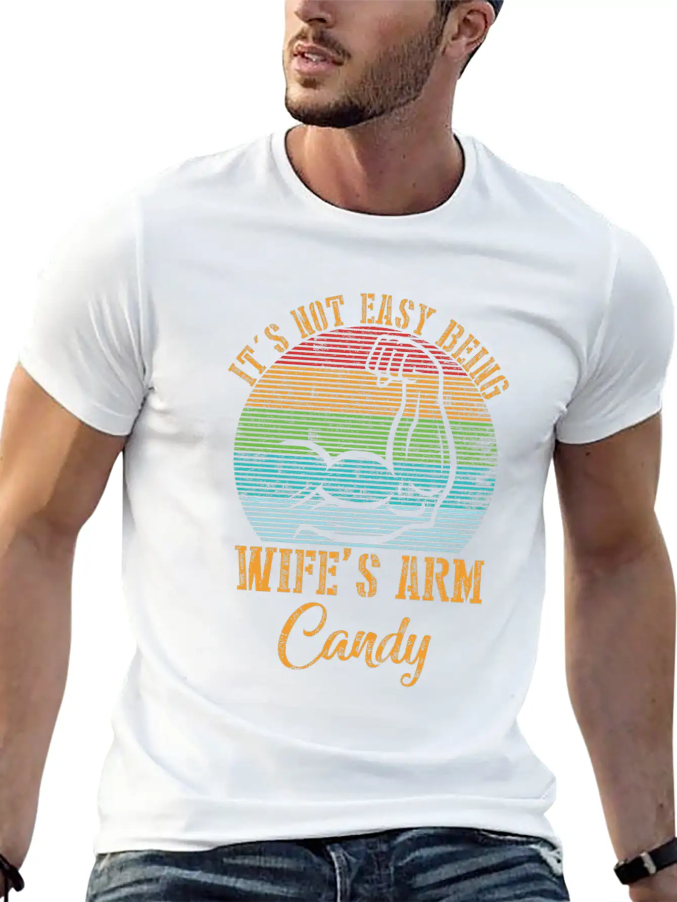 Vintage It's Not Easy Being My Wifes Arm Candy Sun Modern Fit Casual T-Shirt – Clean And Versatile Design