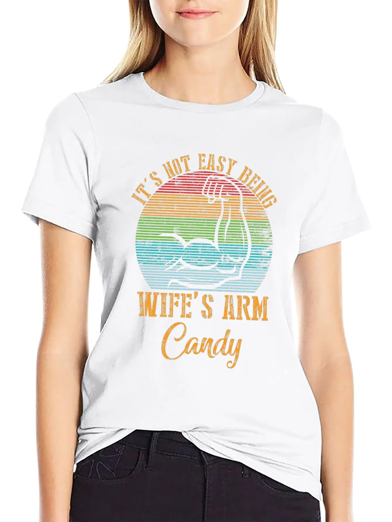 Vintage It's Not Easy Being My Wifes Arm Candy Sun Modern Fit Casual T-Shirt – Clean And Versatile Design