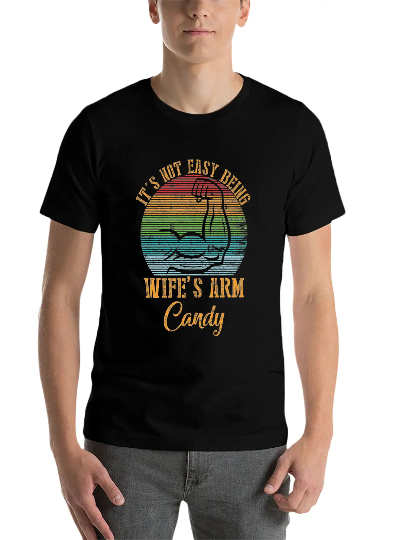 Vintage It's Not Easy Being My Wifes Arm Candy Sun Modern Fit Casual T-Shirt – Clean And Versatile Design