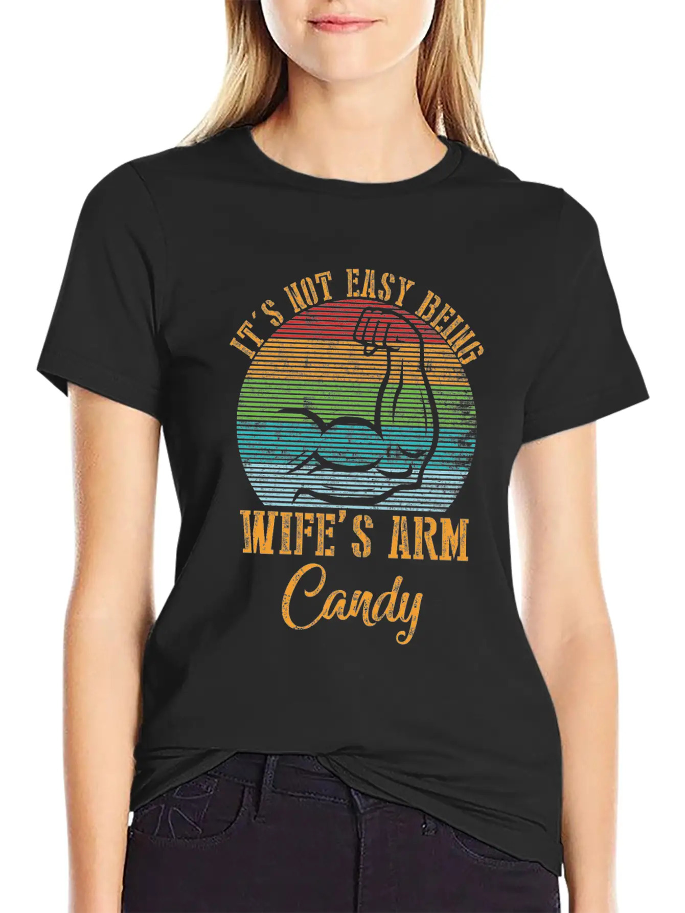 Vintage It's Not Easy Being My Wifes Arm Candy Sun Modern Fit Casual T-Shirt – Clean And Versatile Design