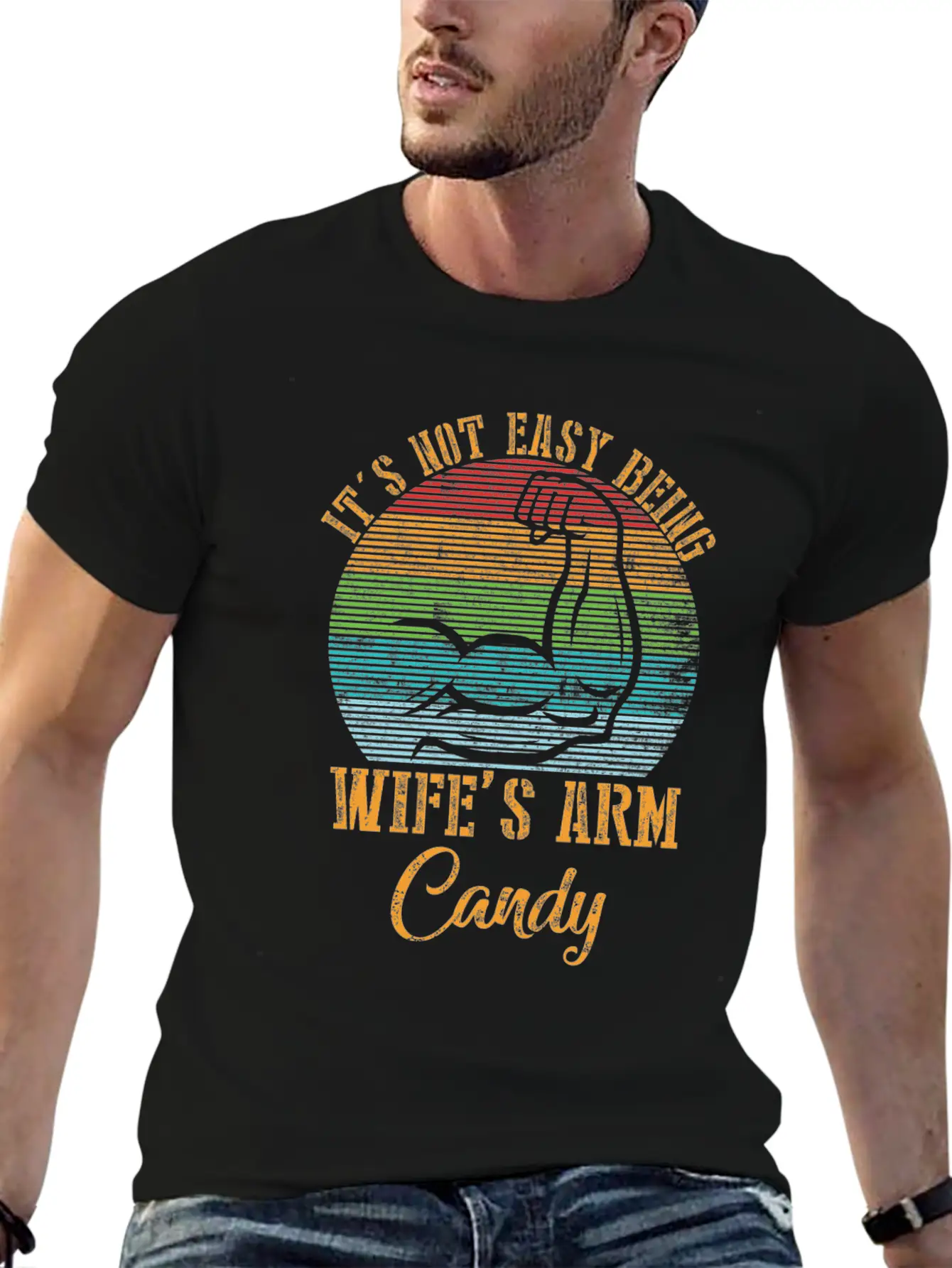 Vintage It's Not Easy Being My Wifes Arm Candy Sun Modern Fit Casual T-Shirt – Clean And Versatile Design