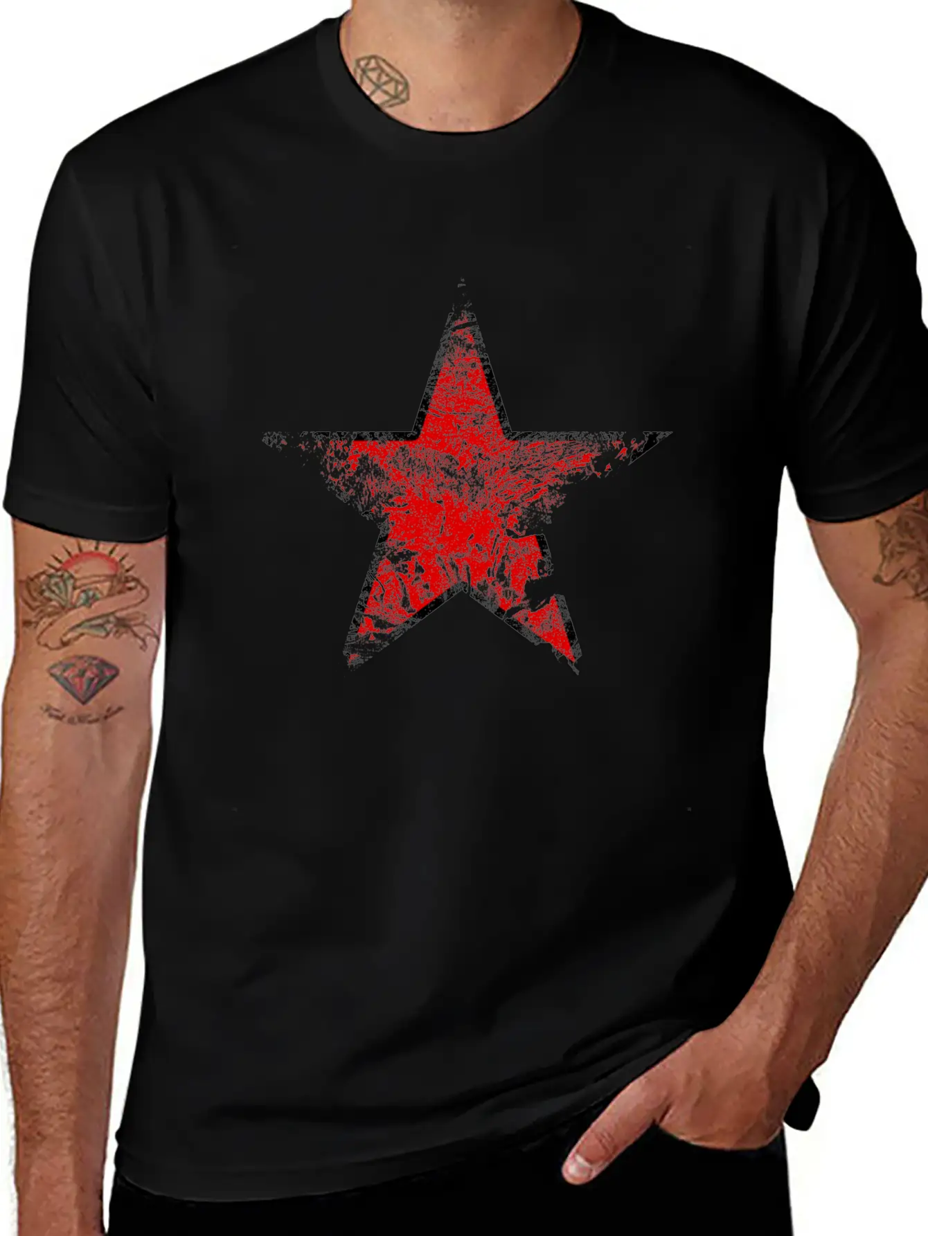 Vintage Looking Red Star Lightweight Cotton T-Shirt – Daily Comfort Graphic Shirt