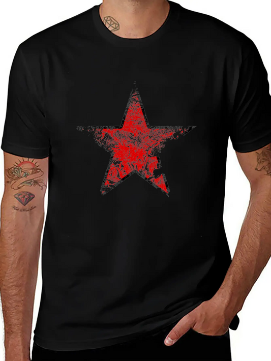 Vintage Looking Red Star Lightweight Cotton T-Shirt – Daily Comfort Graphic Shirt