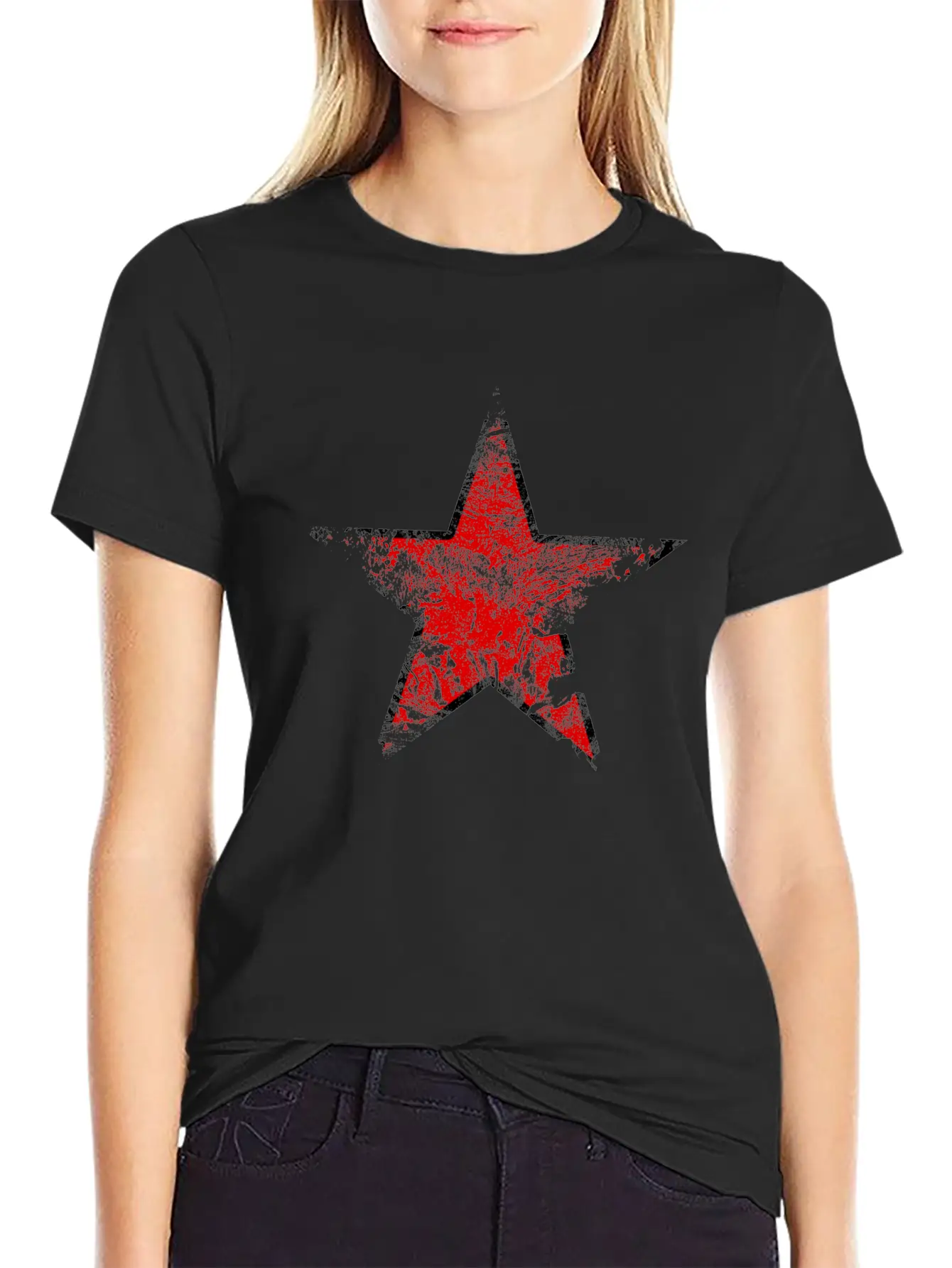 Vintage Looking Red Star Lightweight Cotton T-Shirt – Daily Comfort Graphic Shirt