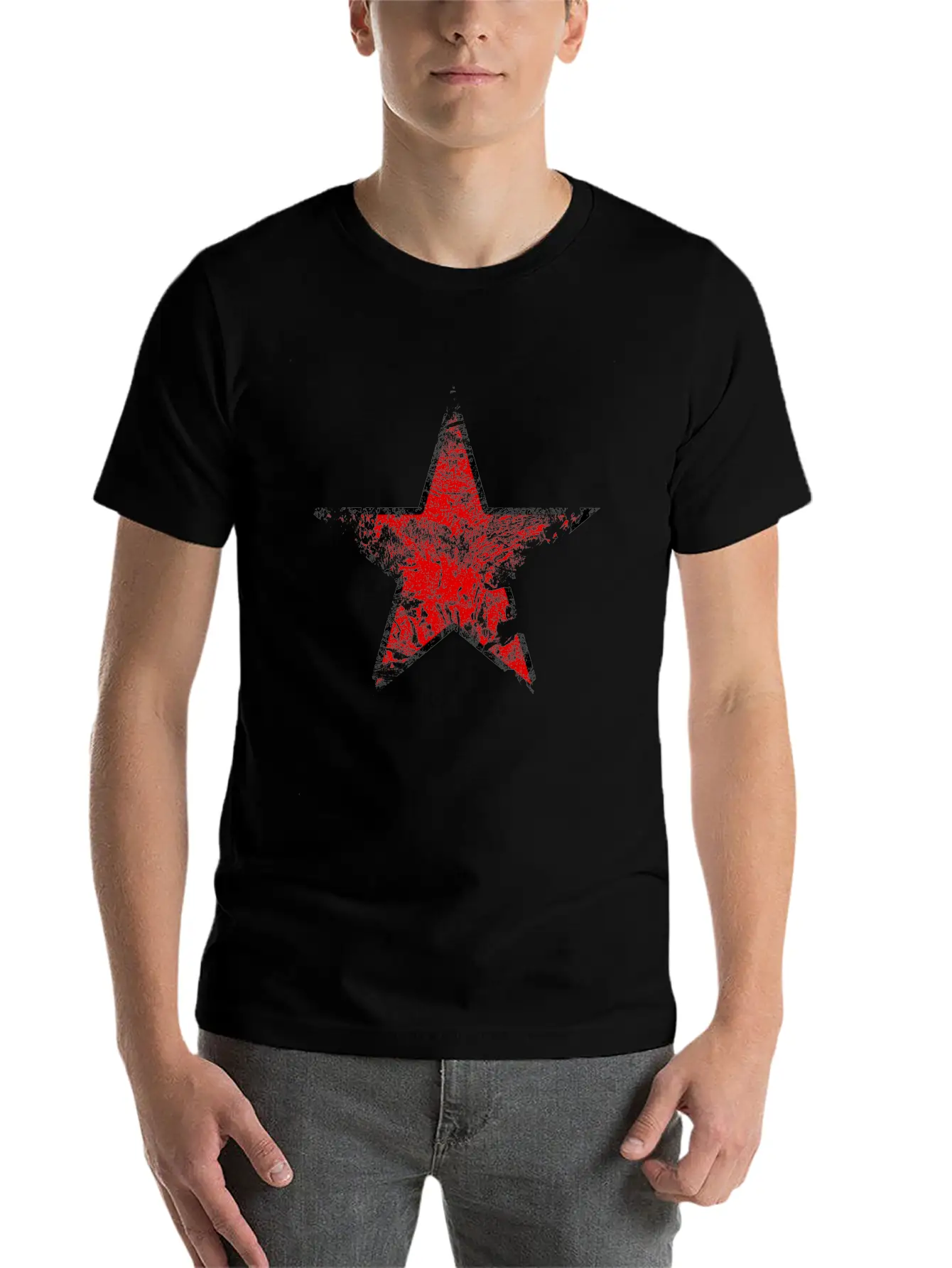 Vintage Looking Red Star Lightweight Cotton T-Shirt – Daily Comfort Graphic Shirt