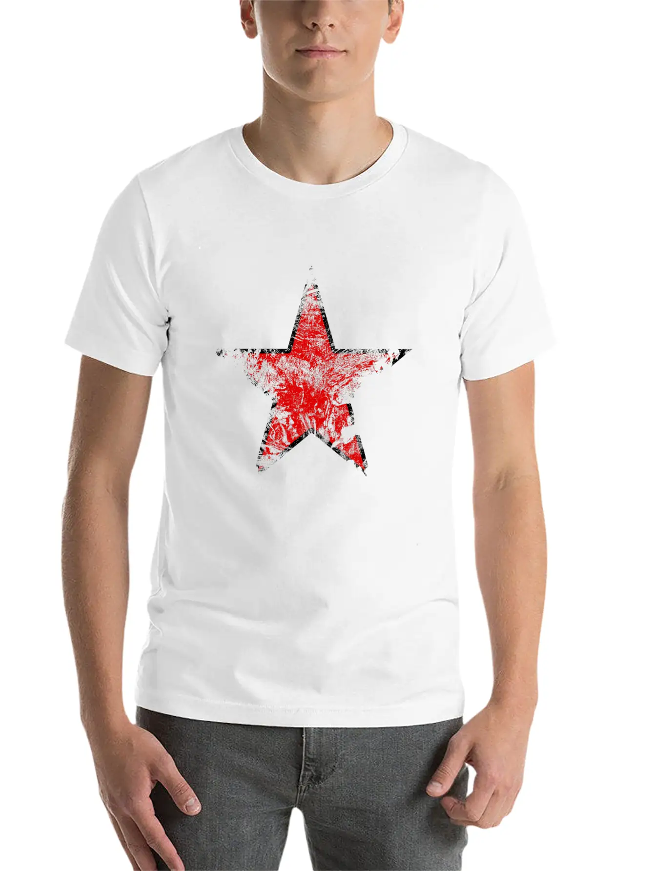 Vintage Looking Red Star Lightweight Cotton T-Shirt – Daily Comfort Graphic Shirt