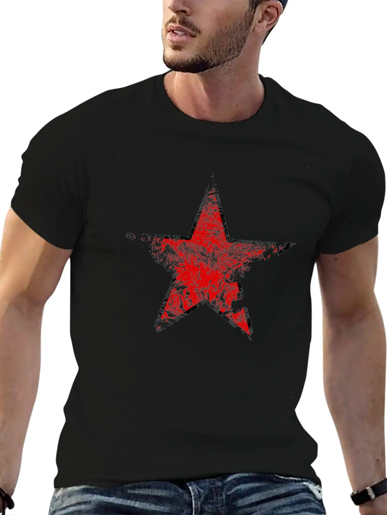 Vintage Looking Red Star Lightweight Cotton T-Shirt – Daily Comfort Graphic Shirt