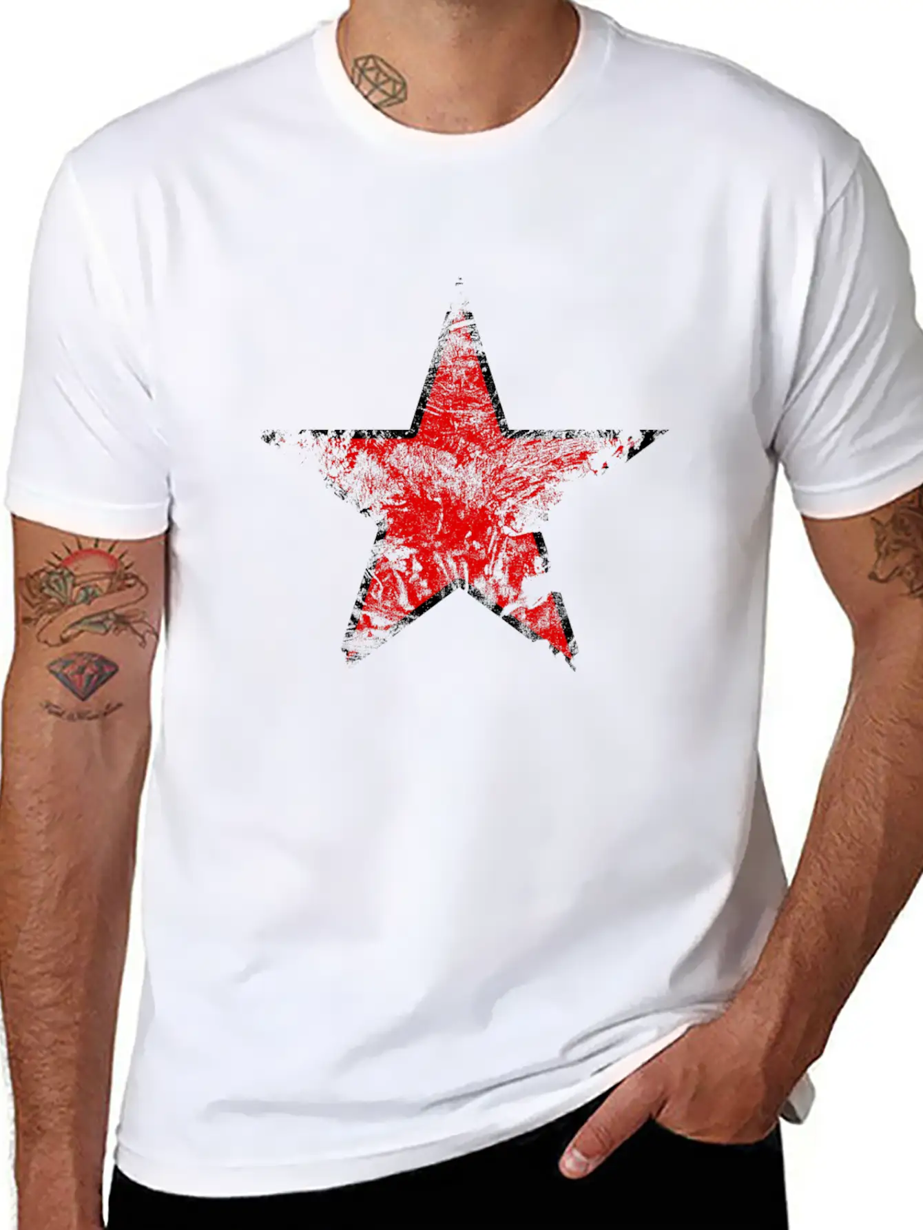 Vintage Looking Red Star Lightweight Cotton T-Shirt – Daily Comfort Graphic Shirt