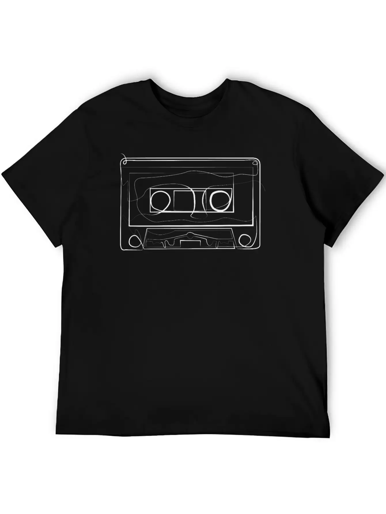Vintage Music Cassette - One Line Drawing Modern Fit Casual T-Shirt – Clean And Versatile Design