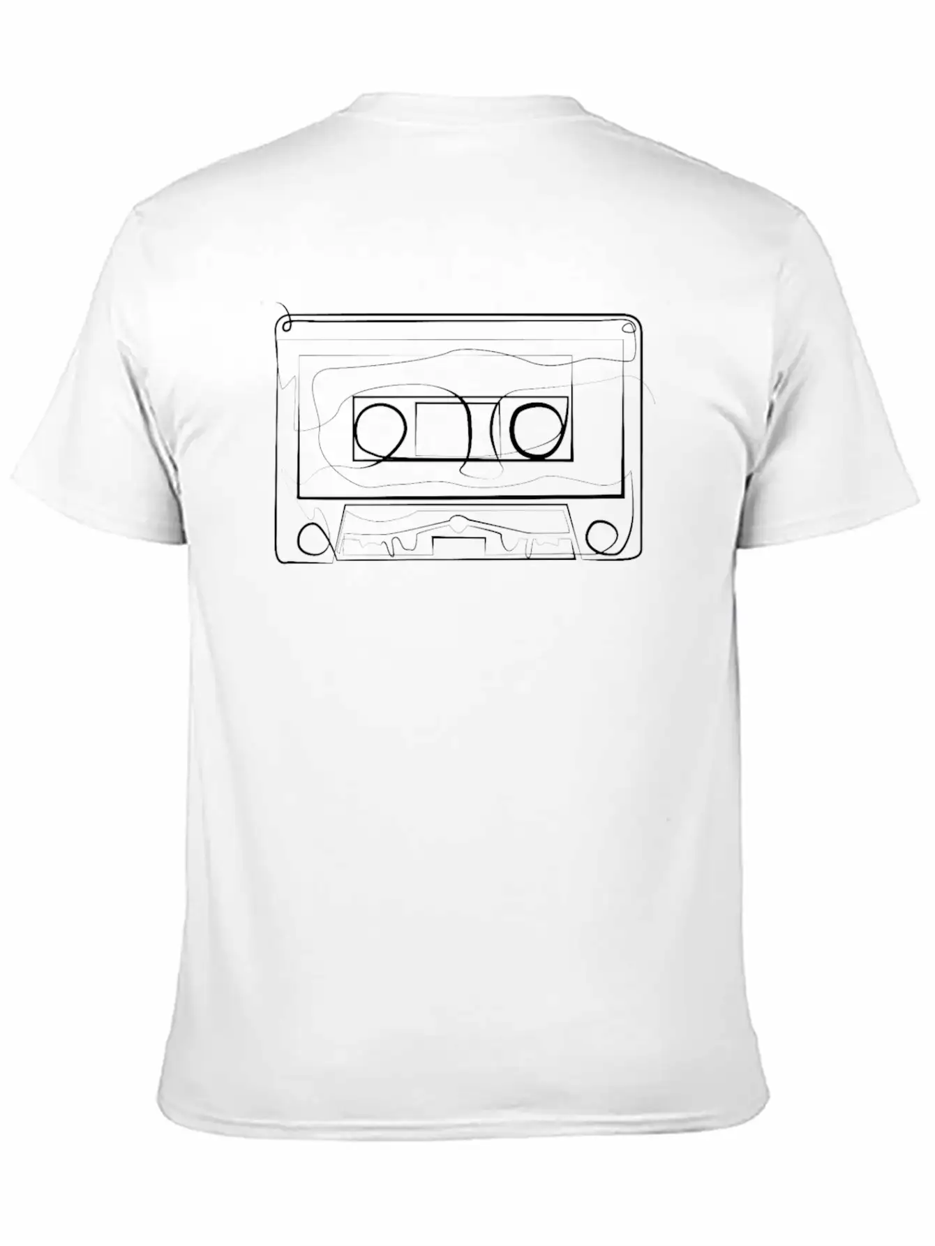 Vintage Music Cassette - One Line Drawing Modern Fit Casual T-Shirt – Clean And Versatile Design