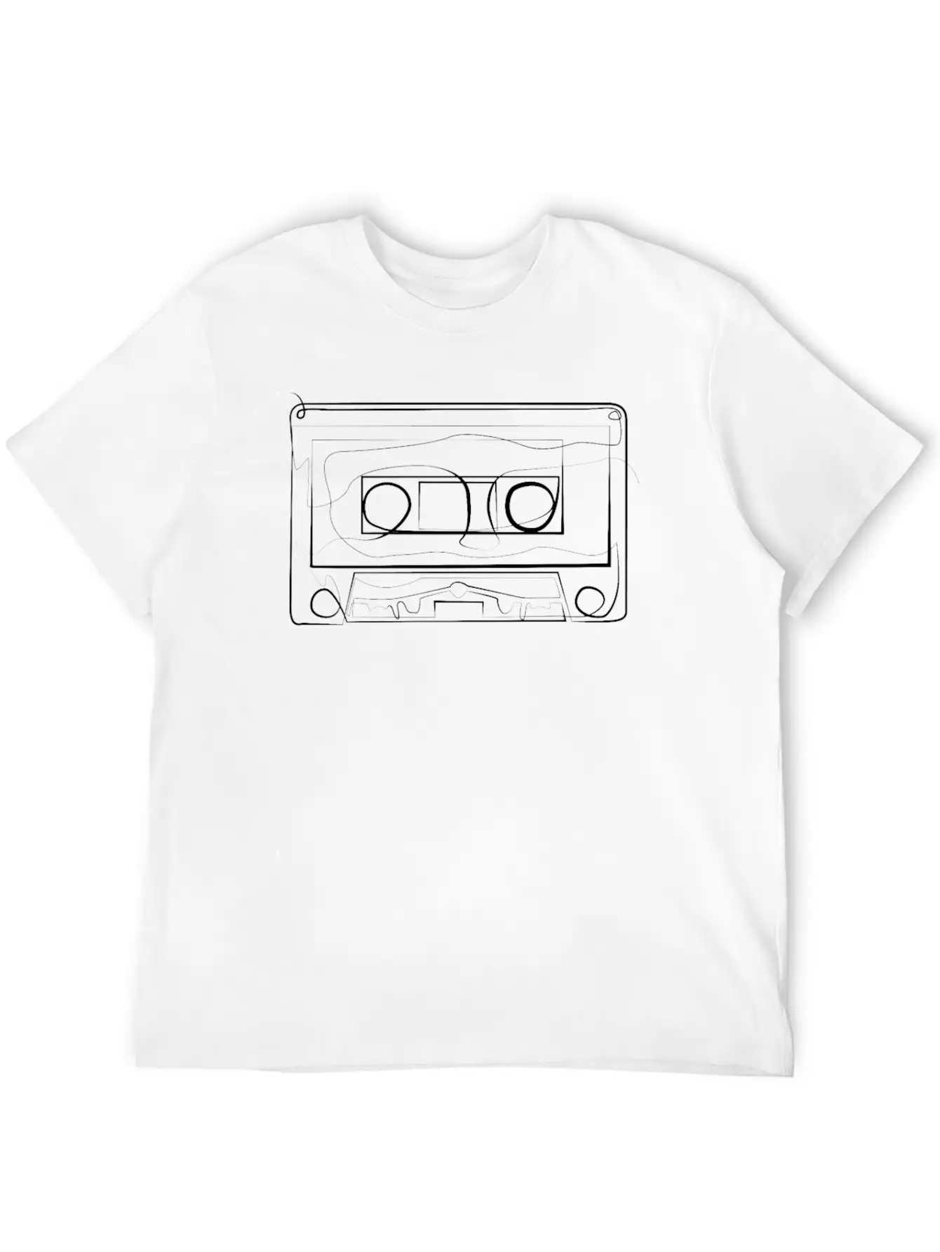 Vintage Music Cassette - One Line Drawing Modern Fit Casual T-Shirt – Clean And Versatile Design
