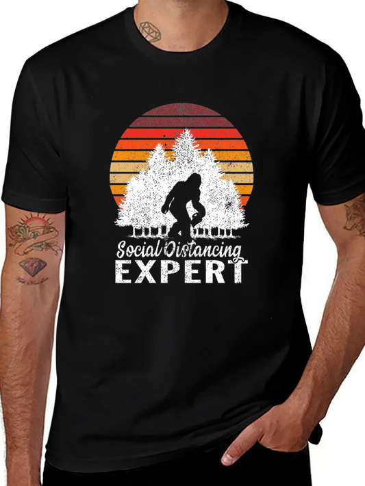 Vintage Sunrise Retro Sunset Bigfoot Social Lightweight Cotton T-Shirt – Daily Comfort Graphic Shirt