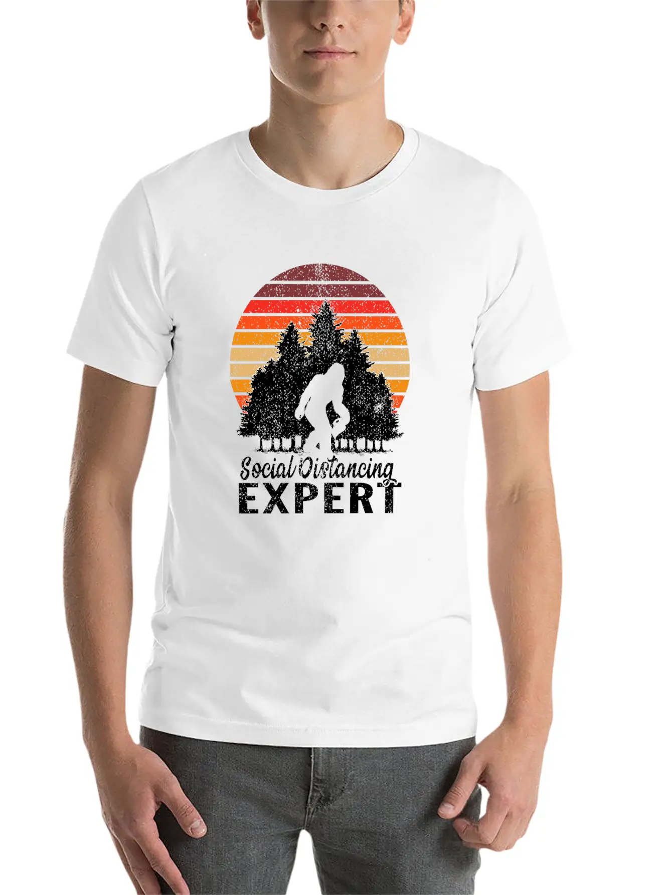 Vintage Sunrise Retro Sunset Bigfoot Social Lightweight Cotton T-Shirt – Daily Comfort Graphic Shirt