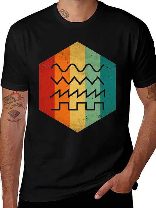 Vintage Synthesizer Analog Synth Waveform Music Unisex Casual T-Shirt ��� Clean Design For Daily Comfort