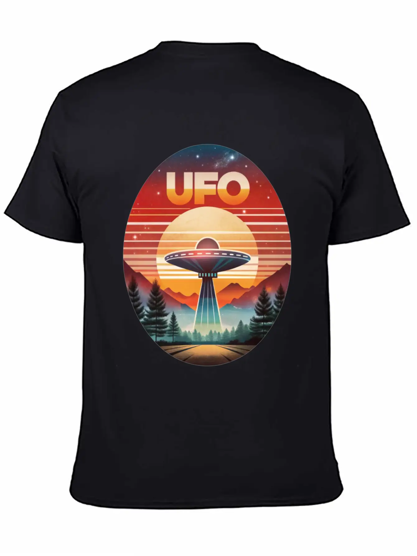 Vintage UFO Sunset Streetwear Style Soft Cotton Short Sleeve Tee – Unisex Wardrobe Staple