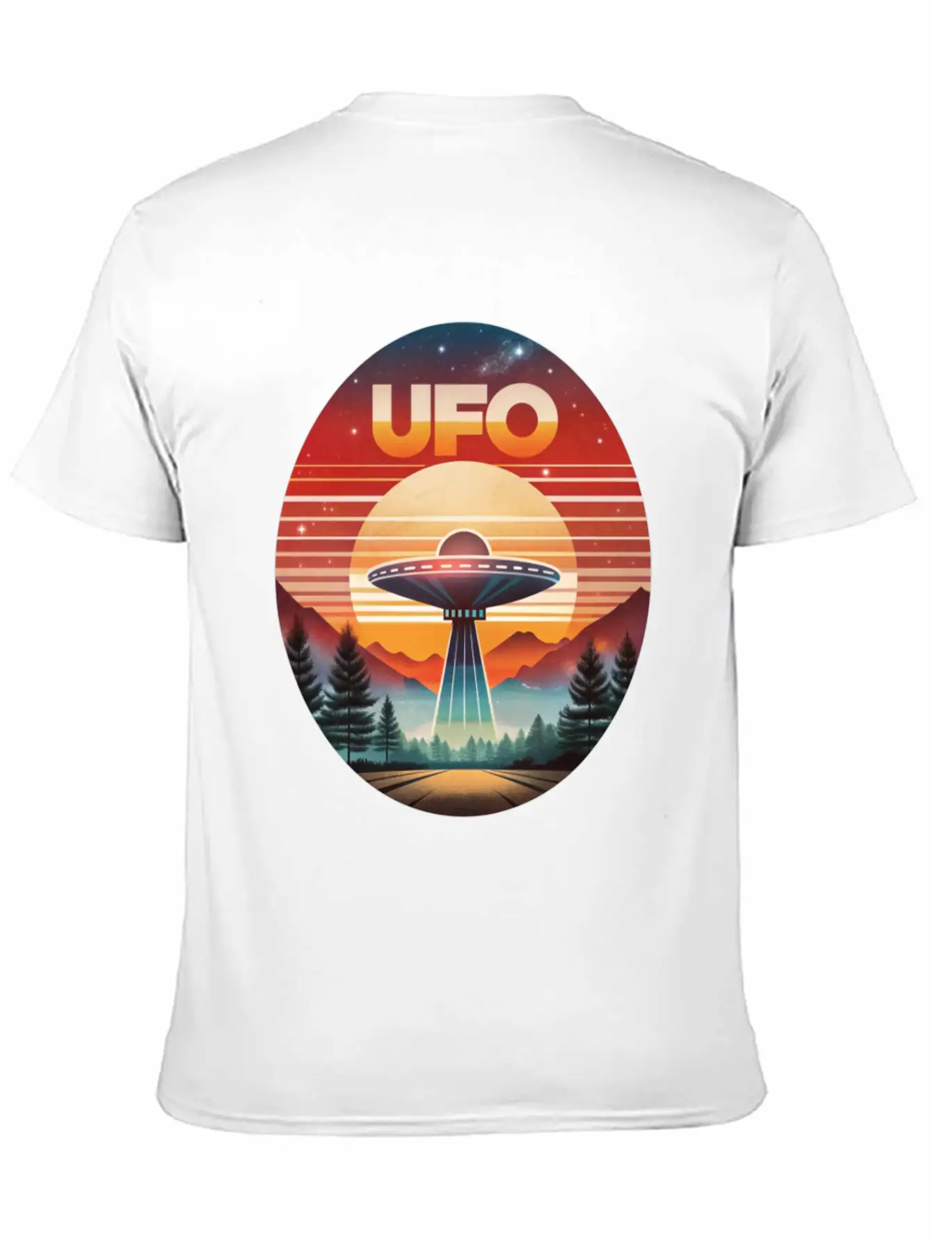 Vintage UFO Sunset Streetwear Style Soft Cotton Short Sleeve Tee – Unisex Wardrobe Staple