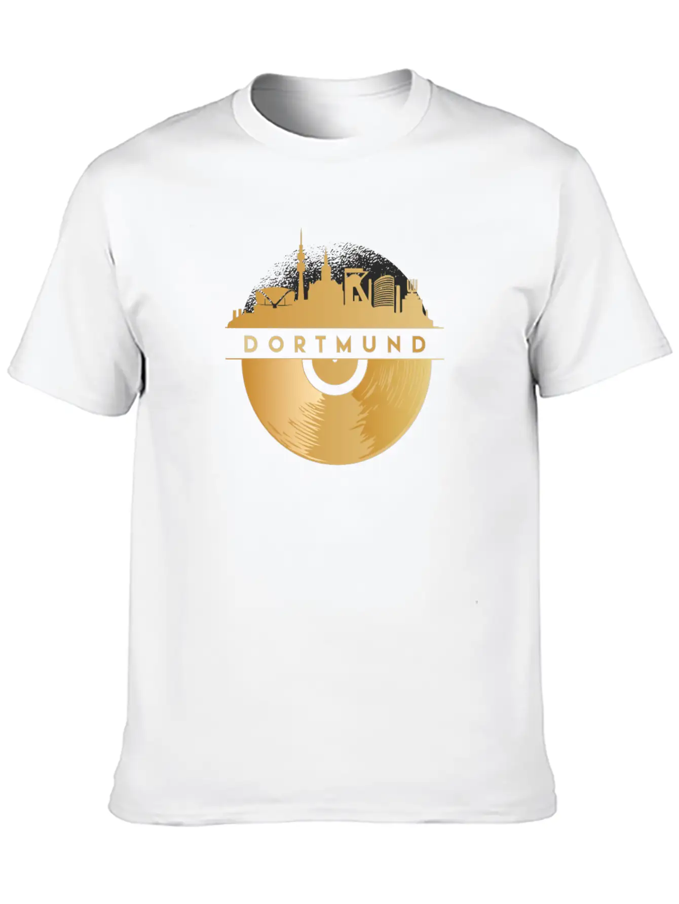 Vinyl-Record-Player Disco-Music Skyline-Dortmund Modern Fit Casual T-Shirt – Clean And Versatile Design