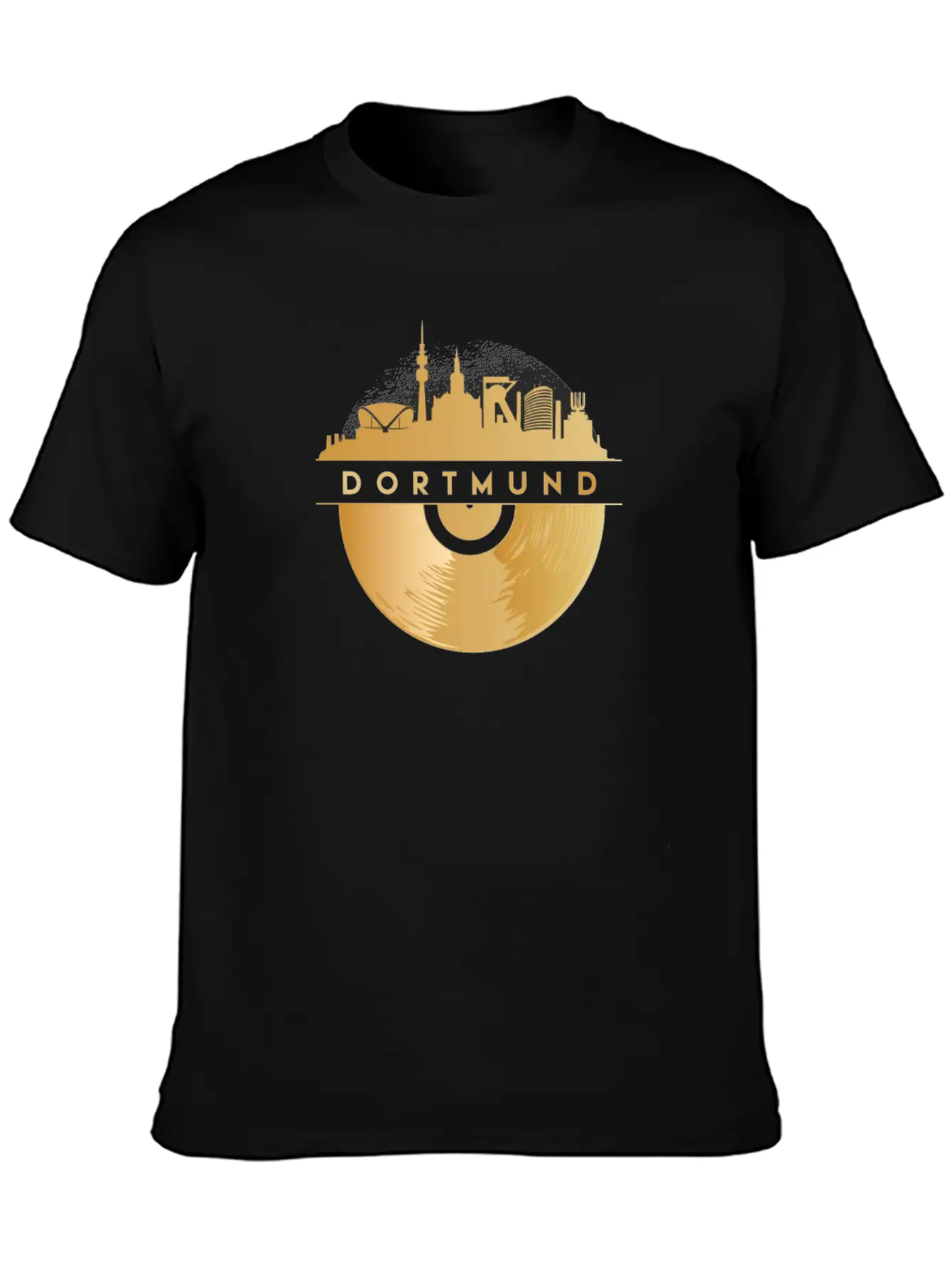 Vinyl-Record-Player Disco-Music Skyline-Dortmund Modern Fit Casual T-Shirt – Clean And Versatile Design
