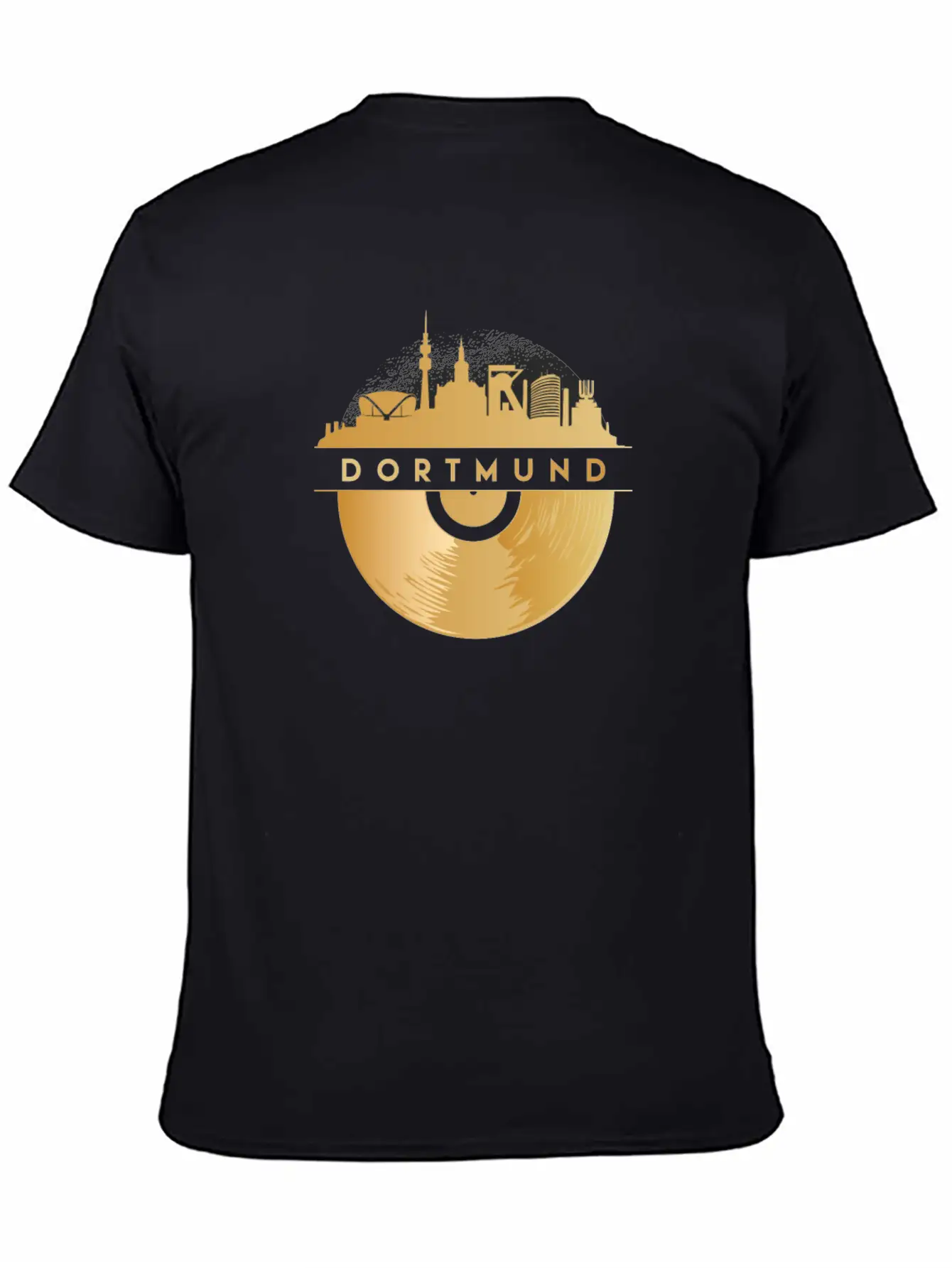 Vinyl-Record-Player Disco-Music Skyline-Dortmund Modern Fit Casual T-Shirt – Clean And Versatile Design