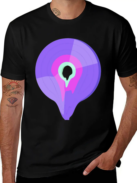 Vinyl Record Retro Melting Lila Pink Green Essential Cotton Tee For Daily Outfits – Unisex Style