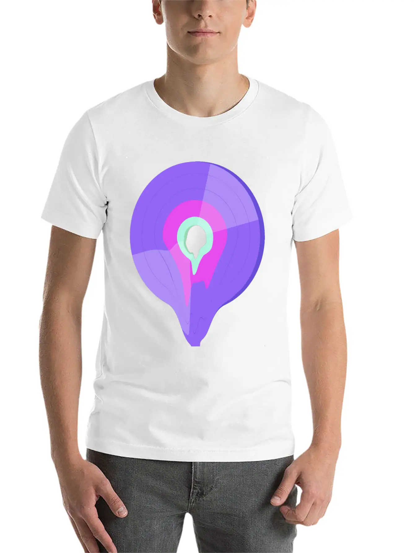 Vinyl Record Retro Melting Lila Pink Green Essential Cotton Tee For Daily Outfits – Unisex Style