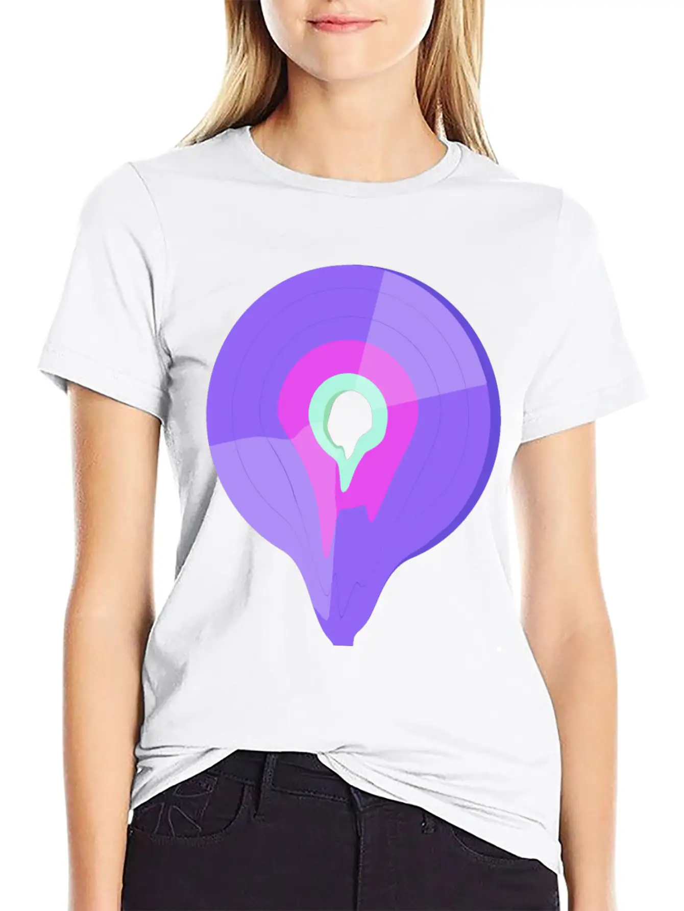 Vinyl Record Retro Melting Lila Pink Green Essential Cotton Tee For Daily Outfits – Unisex Style
