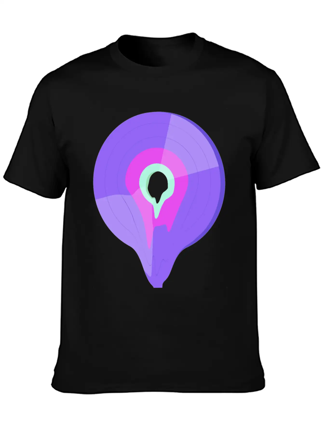 Vinyl Record Retro Melting Lila Pink Green Essential Cotton Tee For Daily Outfits – Unisex Style