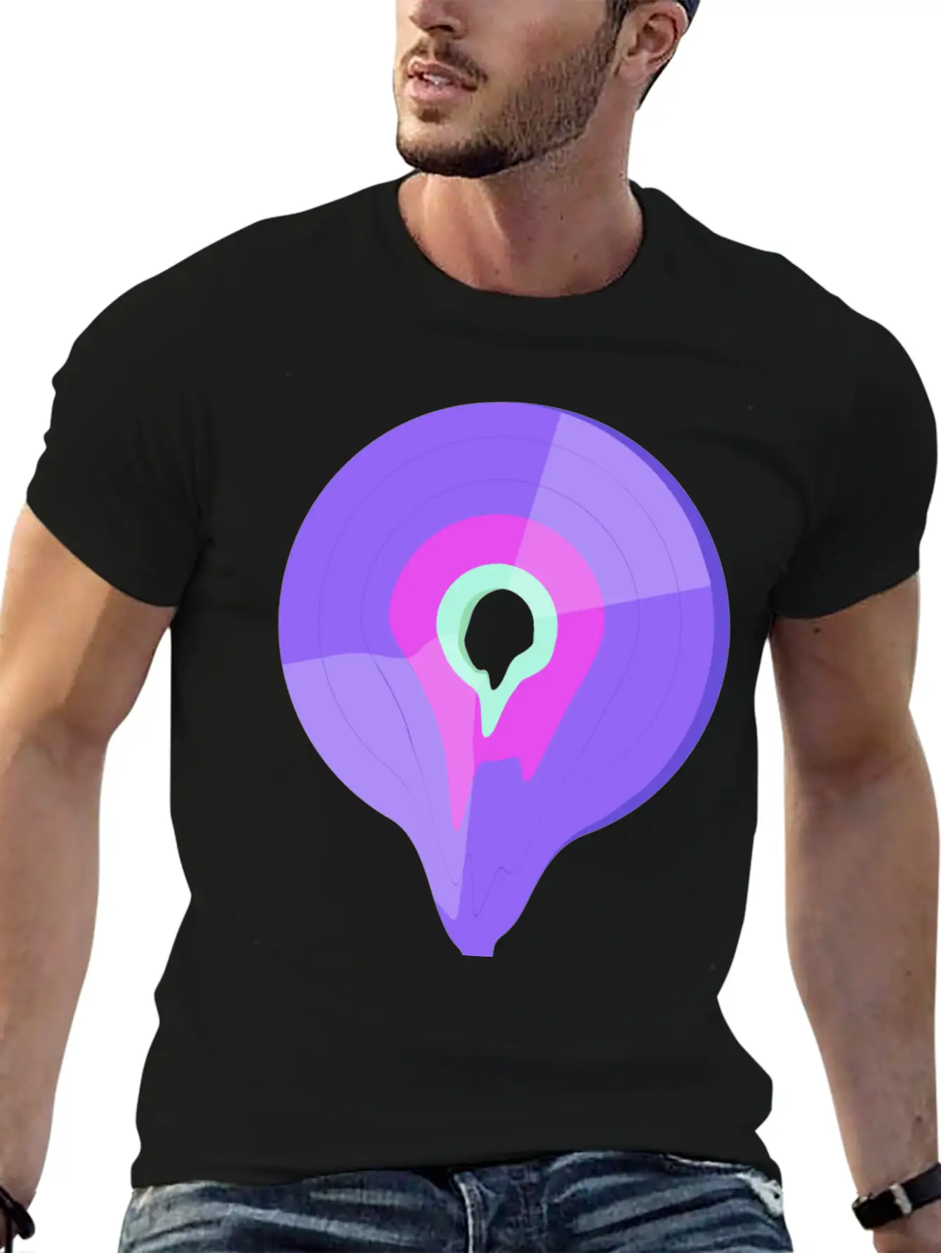 Vinyl Record Retro Melting Lila Pink Green Essential Cotton Tee For Daily Outfits – Unisex Style